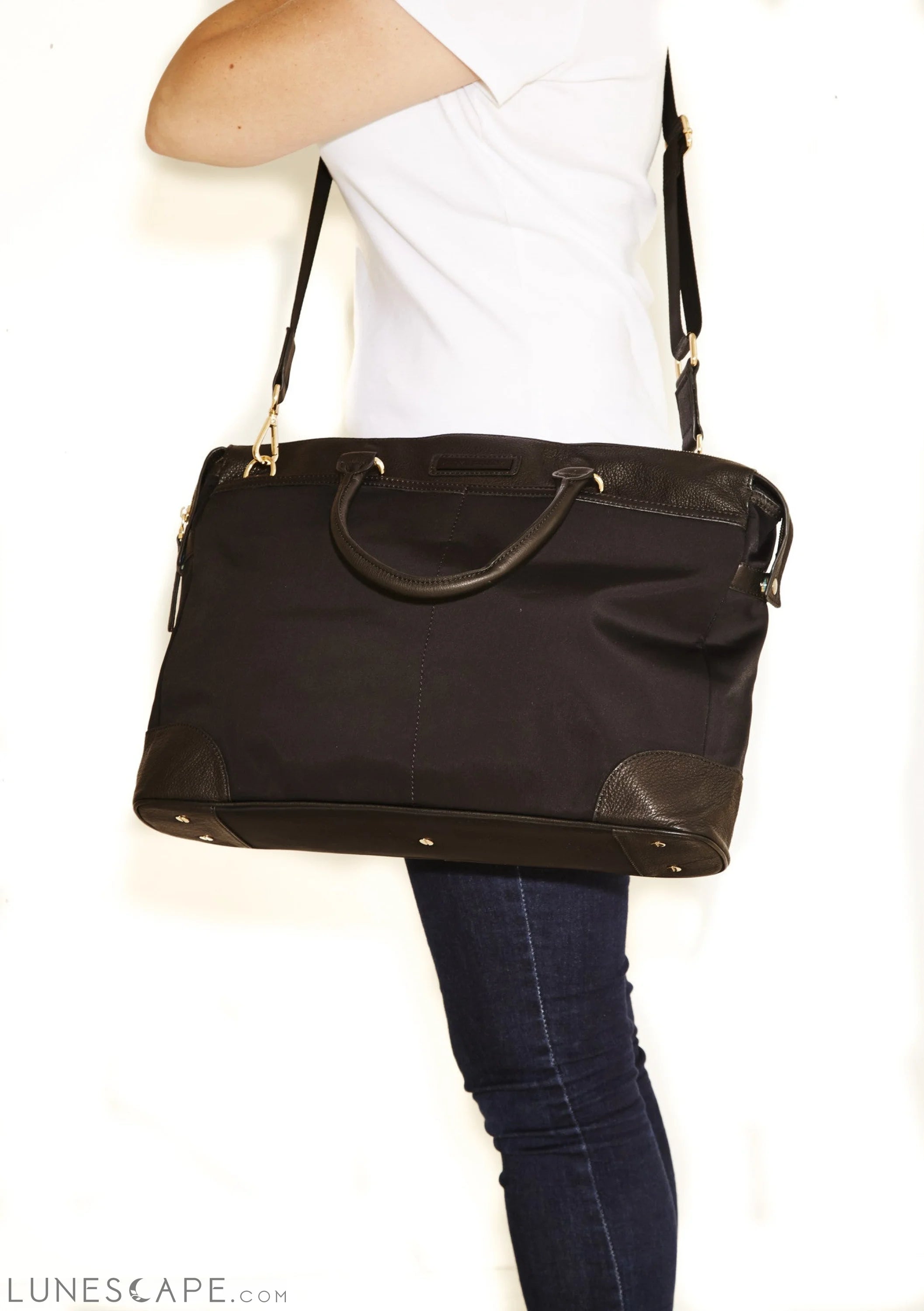 Jacki Easlick Black nylon briefcase LUNESCAPE
