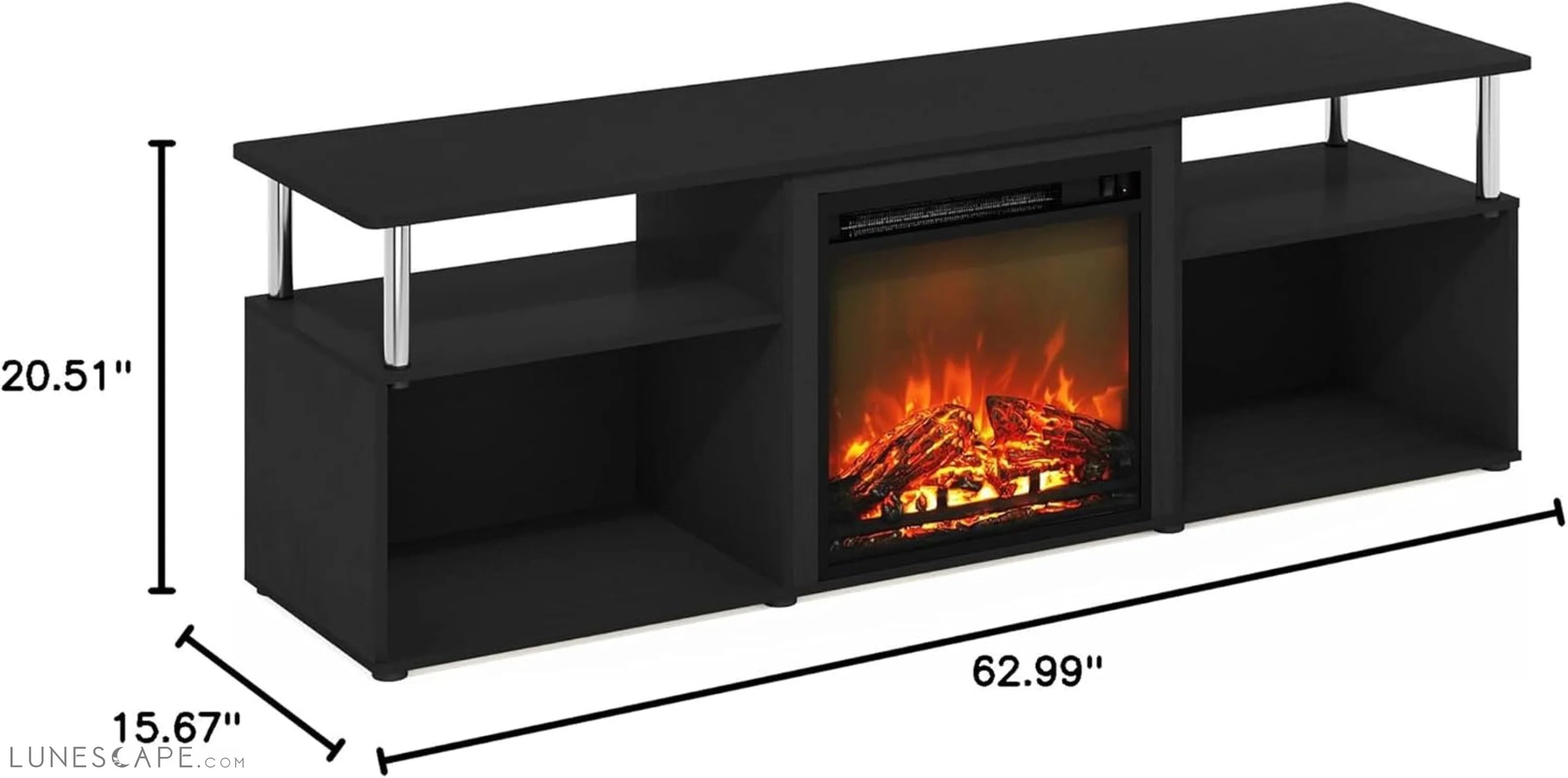 Jensen Open Storage Fireplace Entertainment Center for TV up to 70 LUNESCAPE