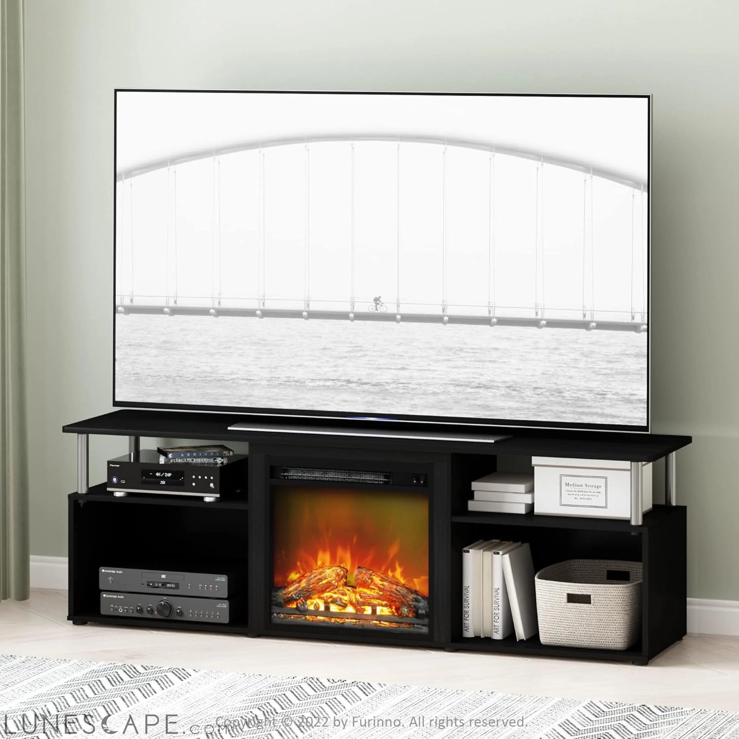 Jensen Open Storage Fireplace Entertainment Center for TV up to 70 LUNESCAPE