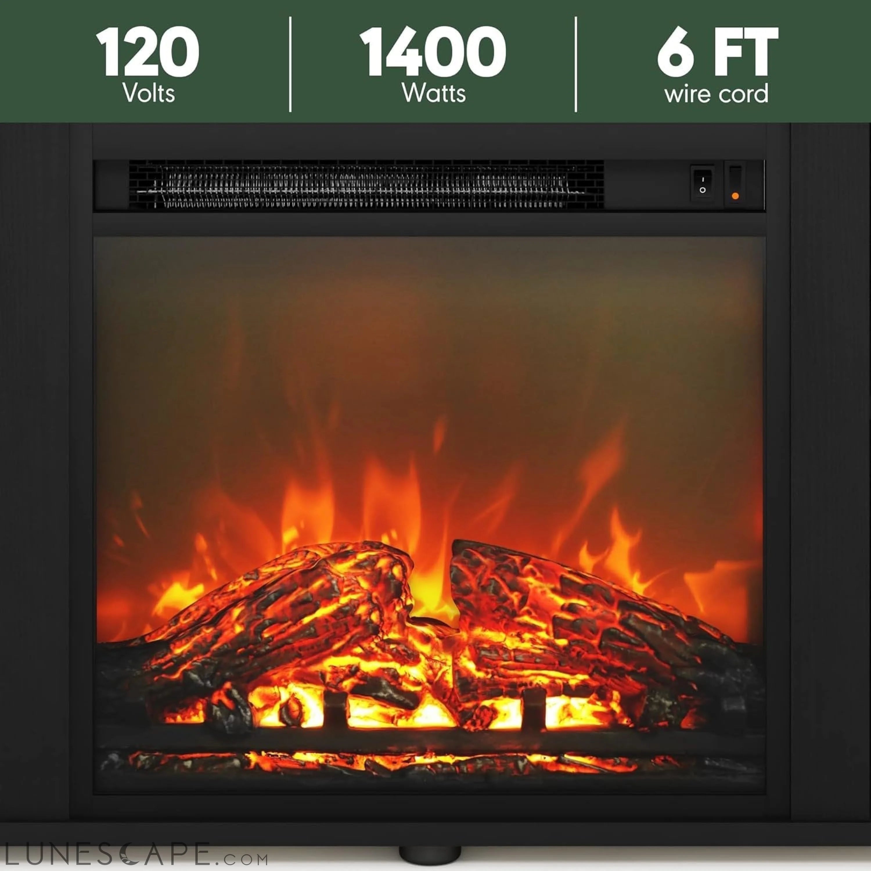 Jensen Open Storage Fireplace Entertainment Center for TV up to 70 LUNESCAPE