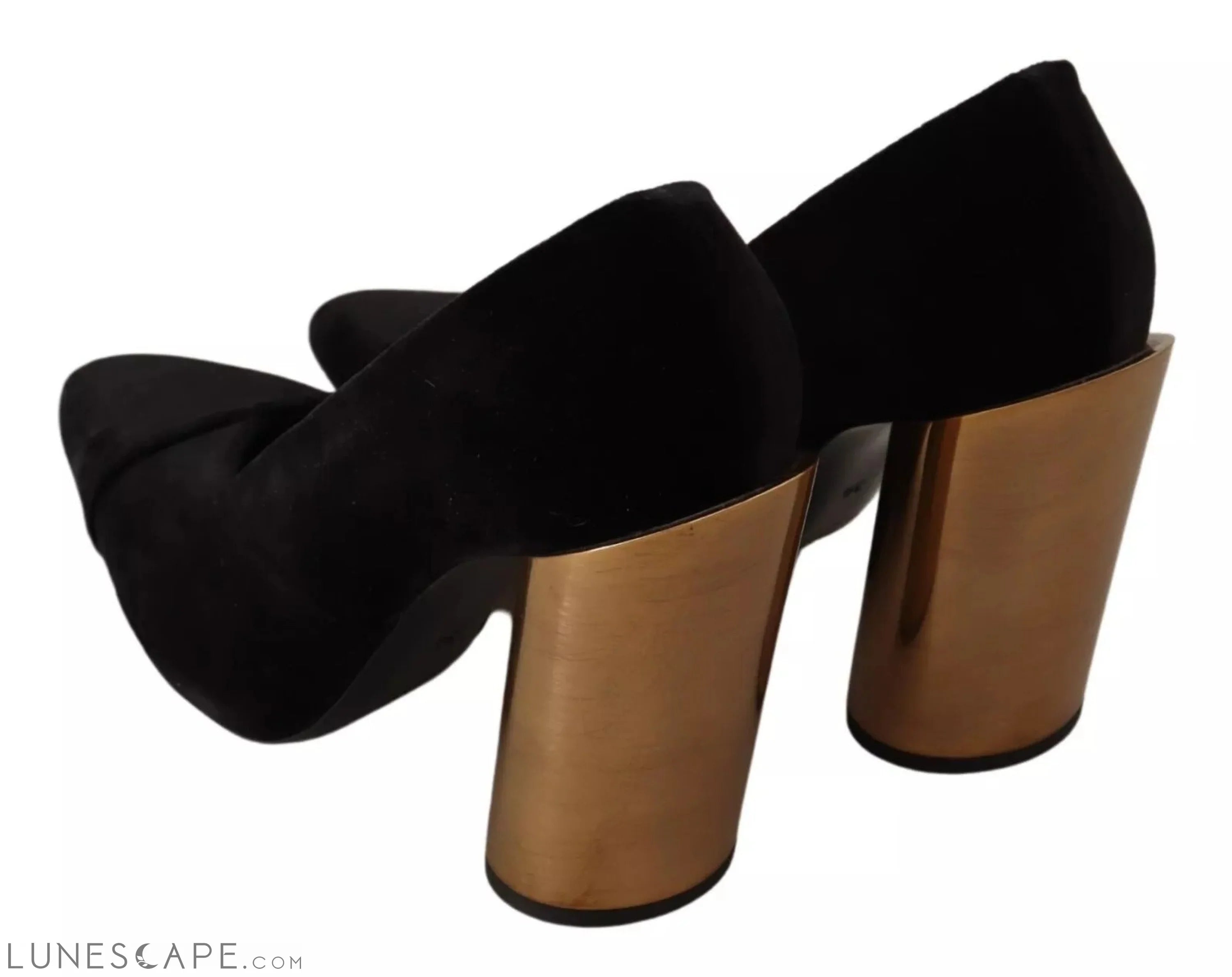 Jil Sander Black Leather Suede Block Heels Pumps Shoes EU36/US6