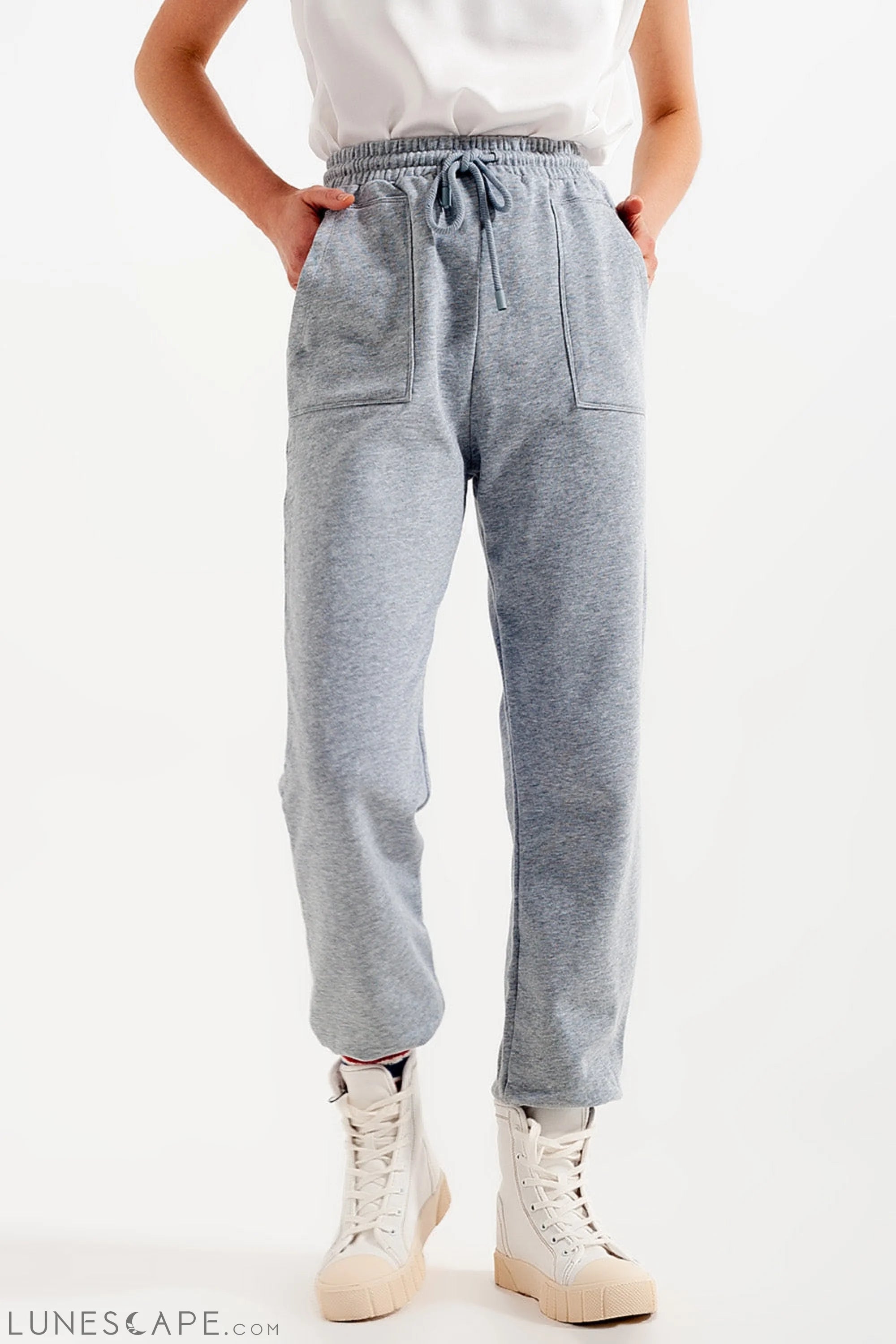 Joggers With Elastic Waist Band in Gray LUNESCAPE