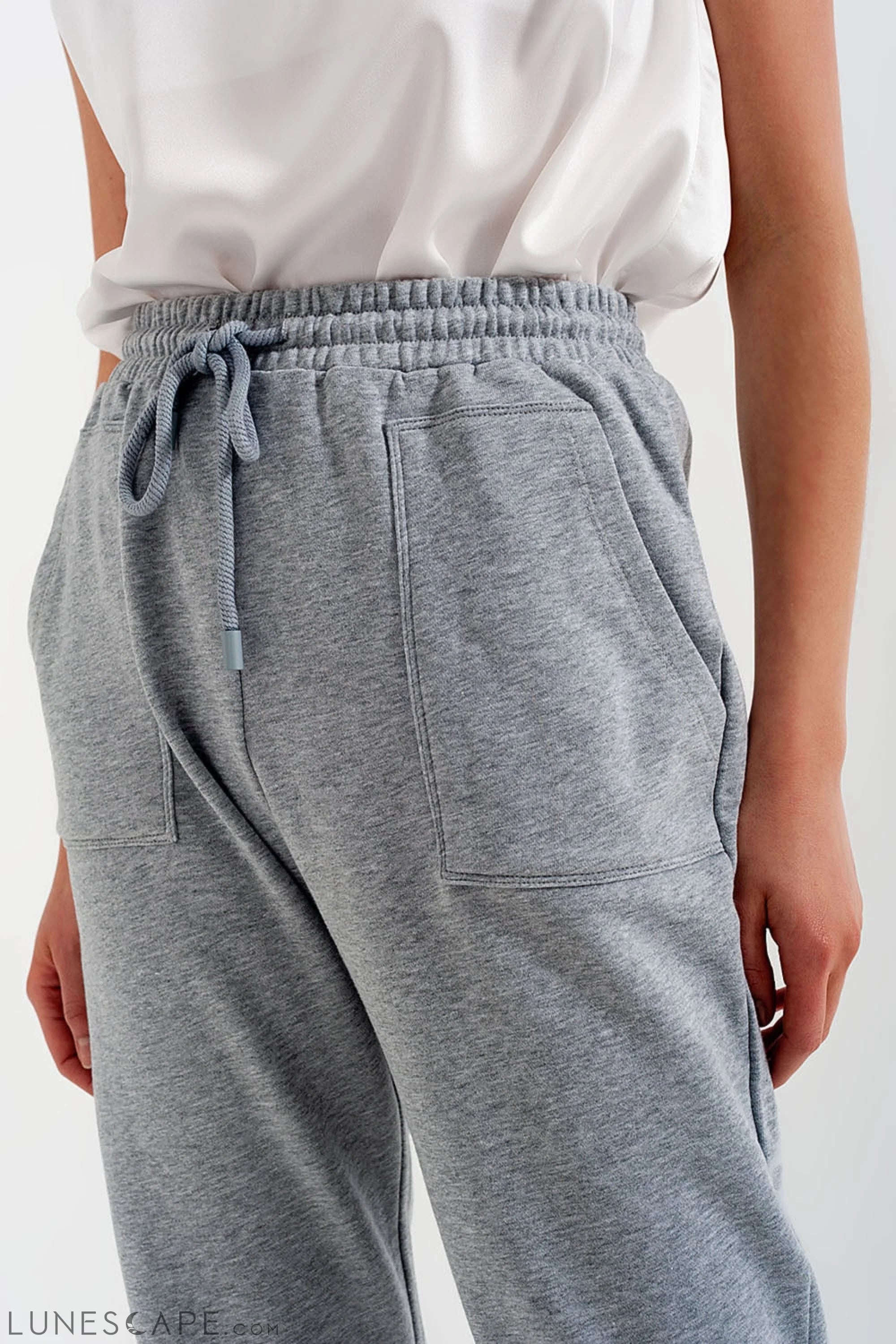 Joggers With Elastic Waist Band in Gray LUNESCAPE