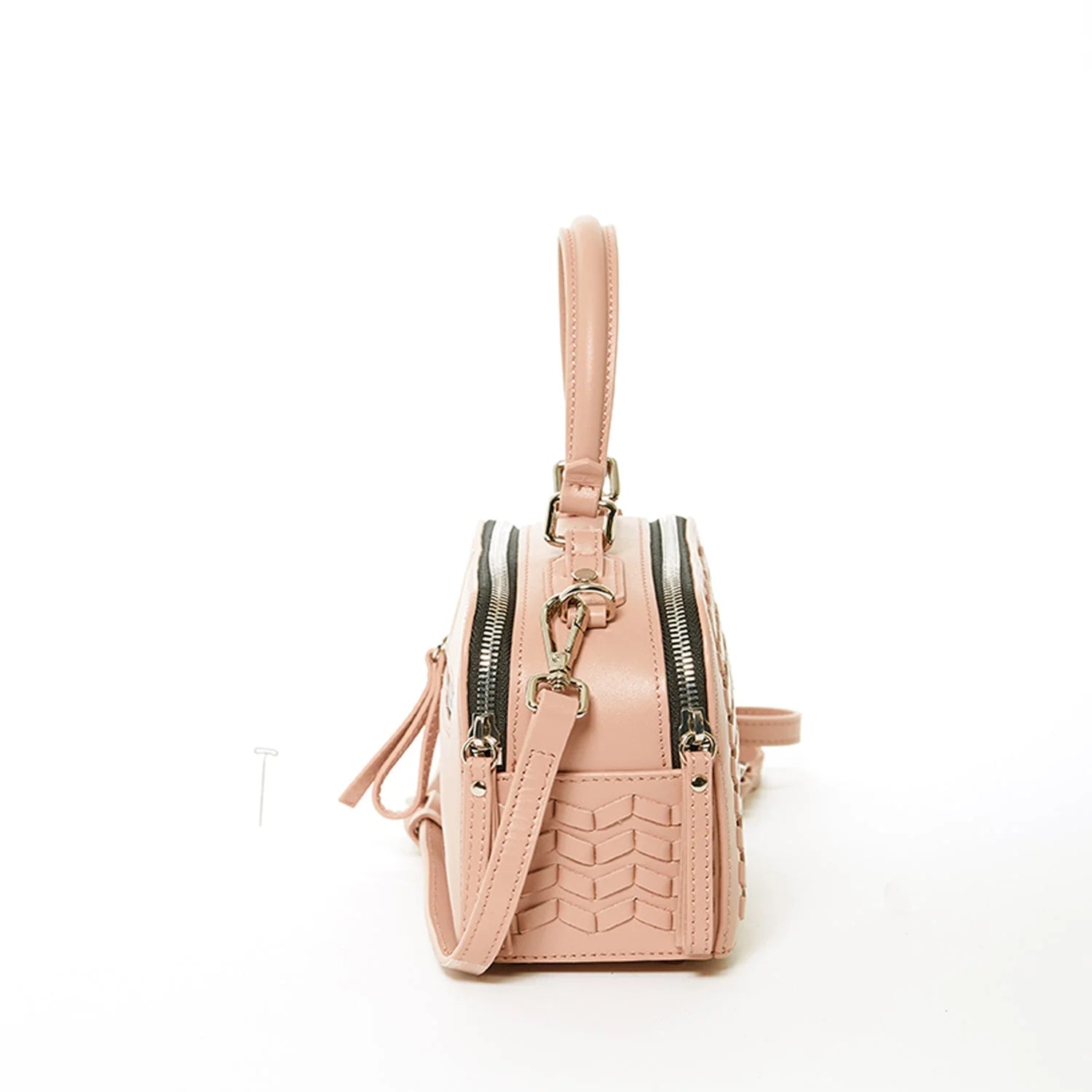 Kayla Pink Woven Leather Bag LUNESCAPE