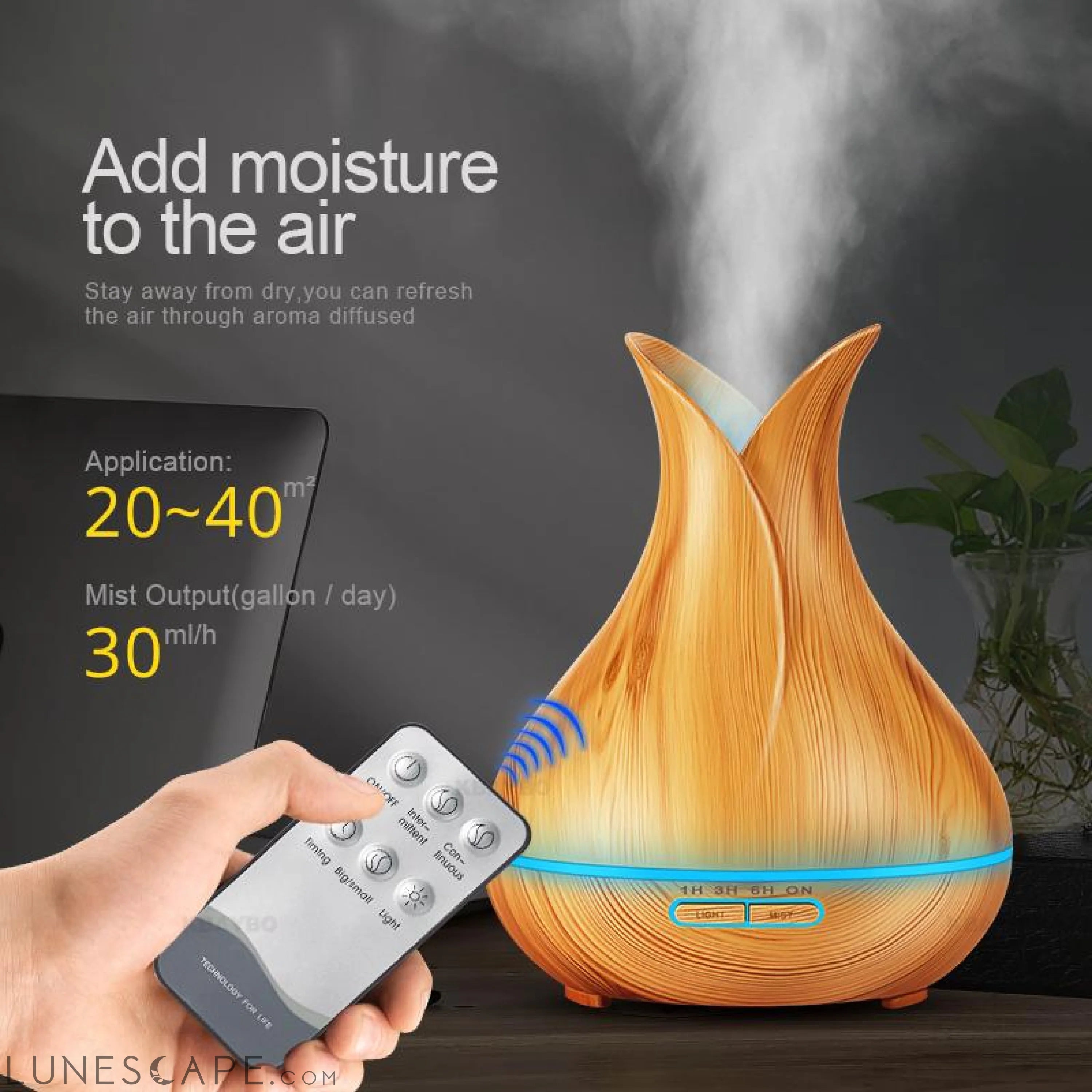 KBAYBO Ultrasonic Air Humidifier electric Aroma air diffuser Essential LUNESCAPE