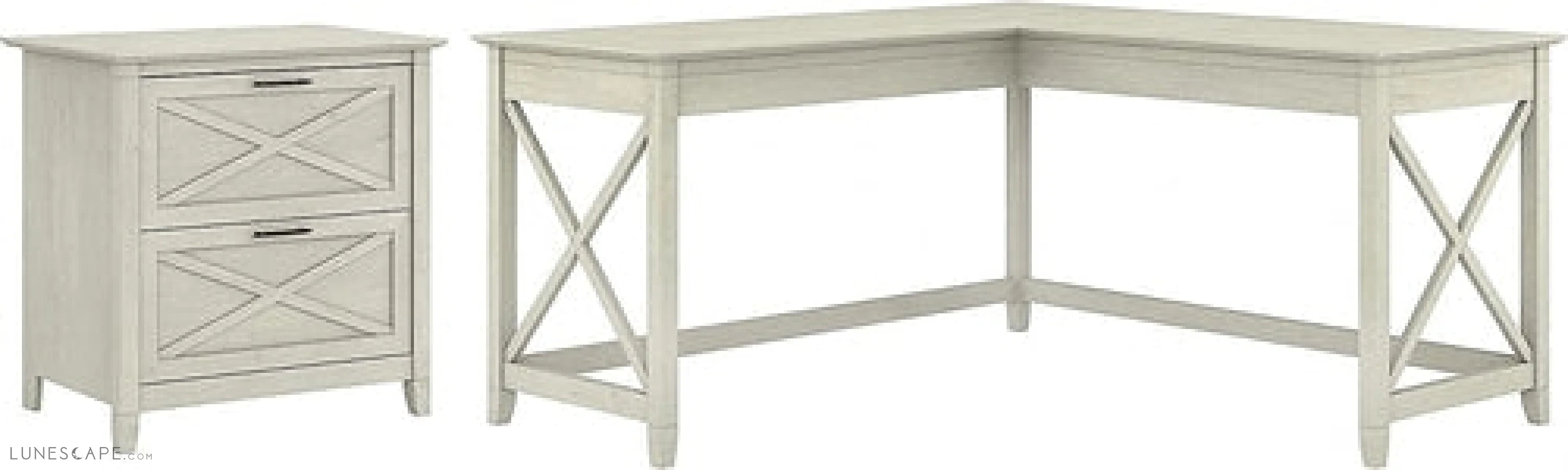 Key West L Shaped Desk with Mobile File Cabinet LUNESCAPE
