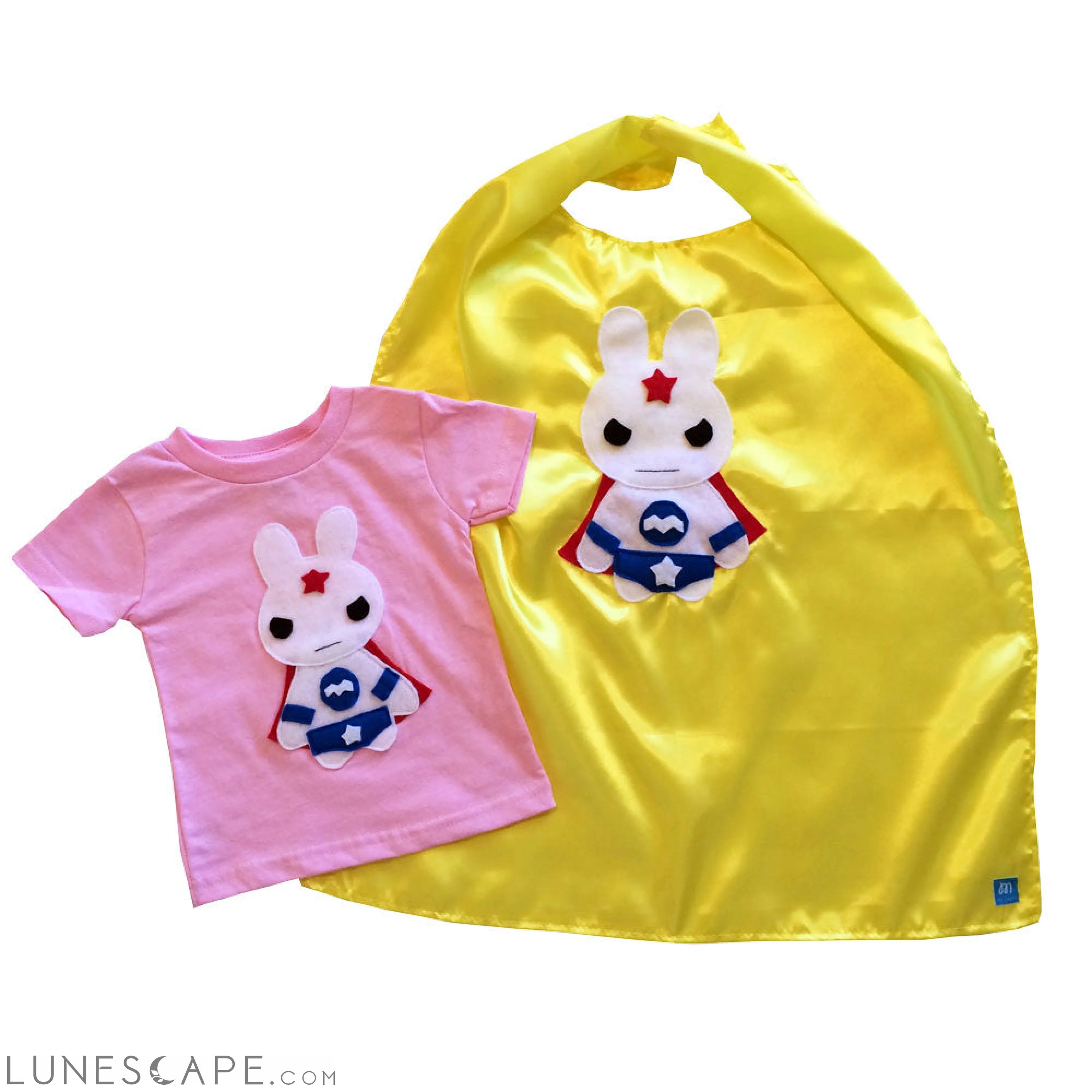 Kids Superhero Cape and Shirt - Team Super Animals - Star Bunny LUNESCAPE