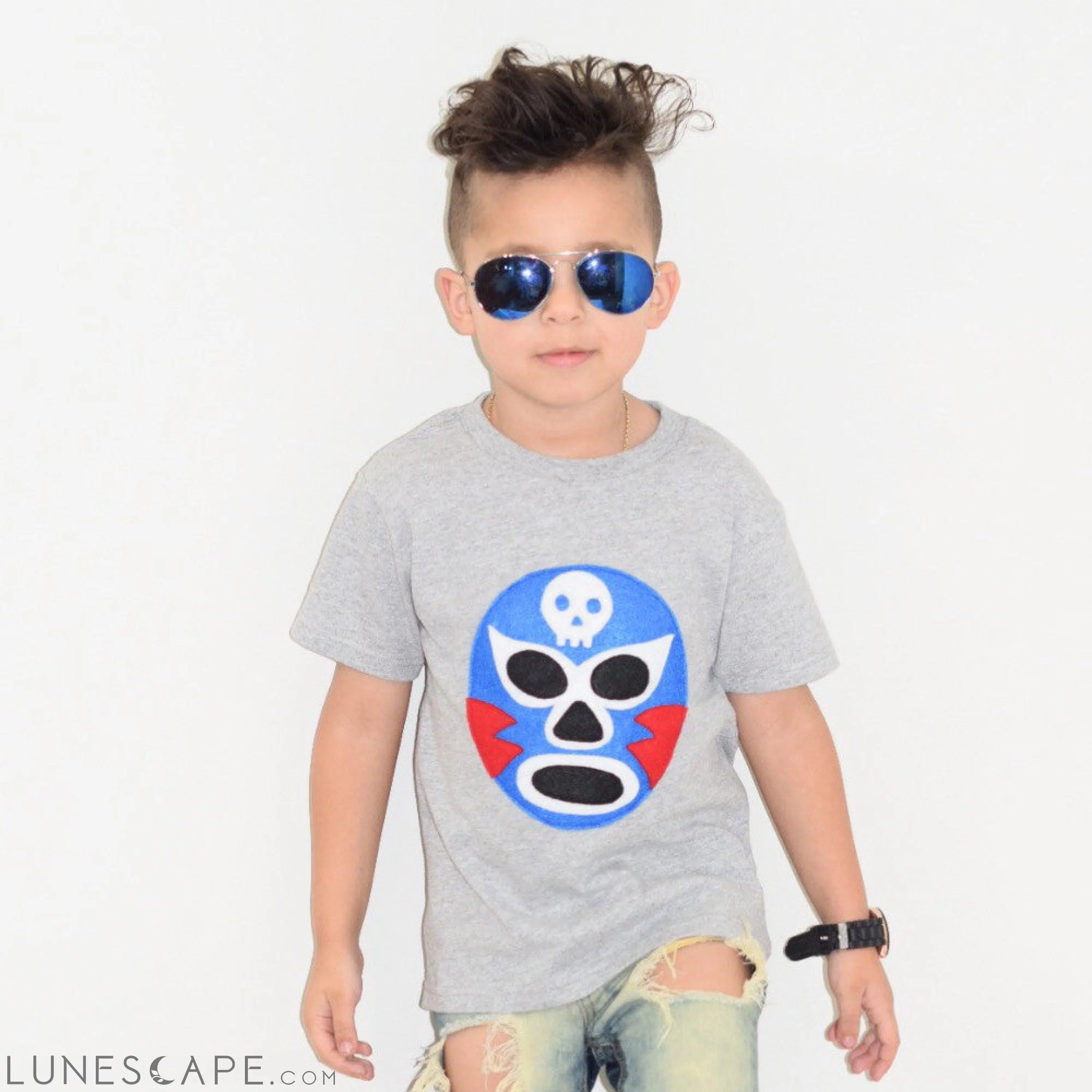 Kids T-Shirt - Luchador Azul LUNESCAPE