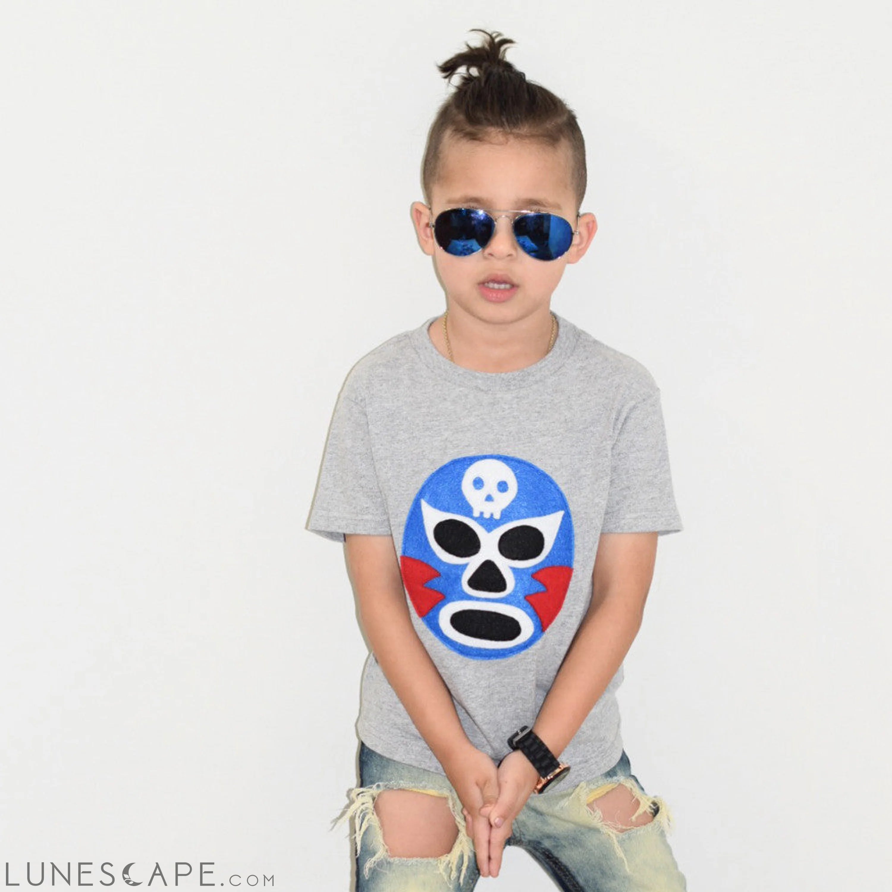 Kids T-Shirt - Luchador Azul LUNESCAPE
