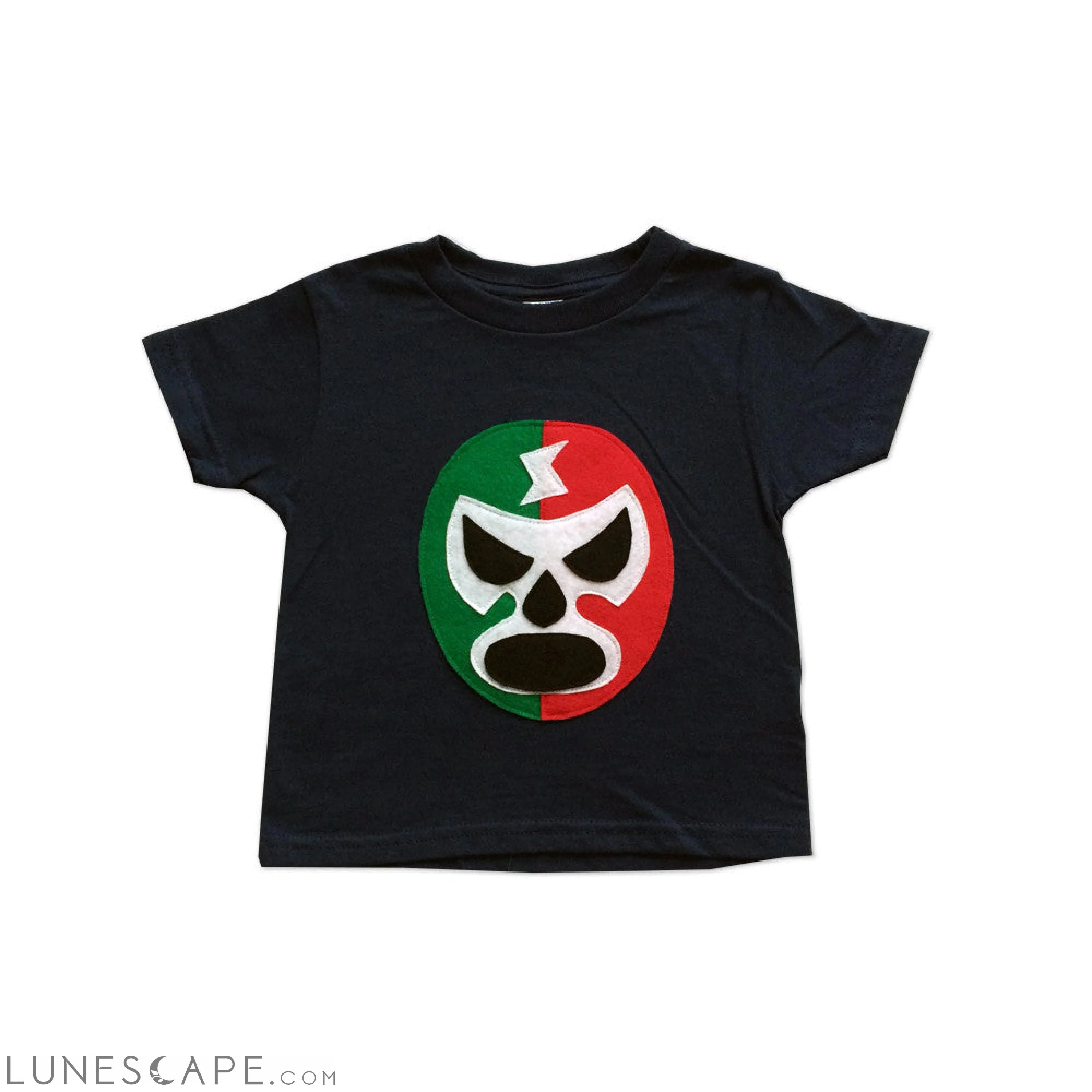 Kids T-Shirt - Luchador Rojo + Verde - Lucha Libre - Toddler T-Shirt - Black/Red/Gree LUNESCAPE