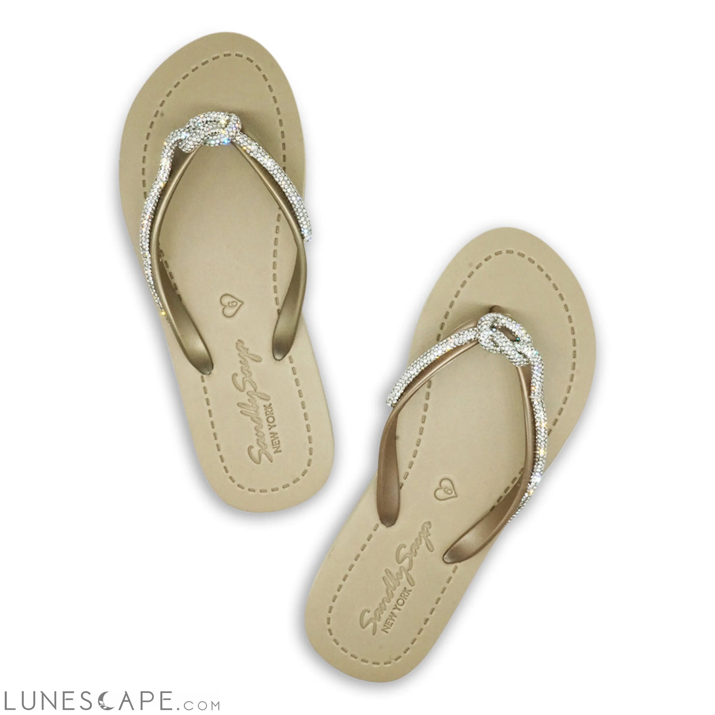 Knot_Crystal Rhinestone Rope - Womens Flat Flip Flops Sandal LUNESCAPE