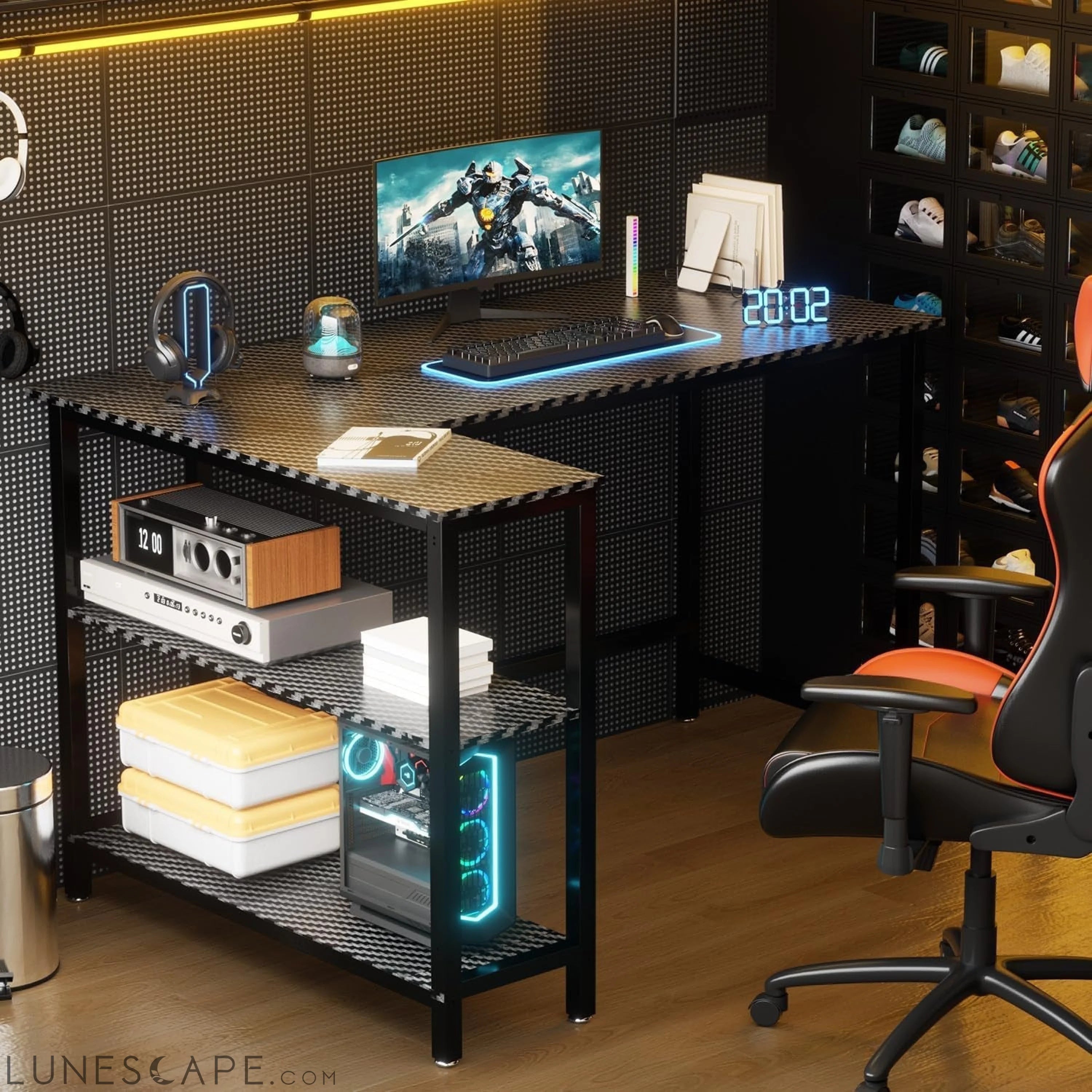 L Shaped Desk - 43 Inch Gaming Desk, Computer Corner Desk, Home Office LUNESCAPE