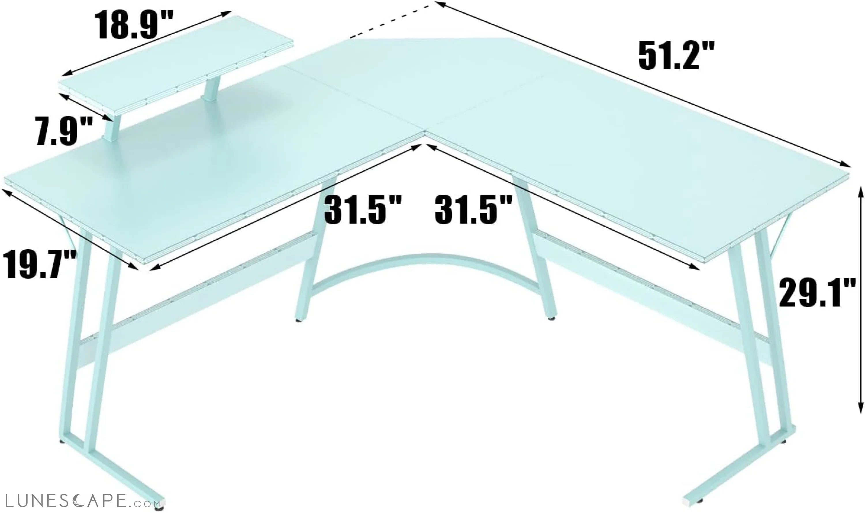 L Shaped Gaming Desk Computer Corner Desk PC Gaming Desk Table with LUNESCAPE