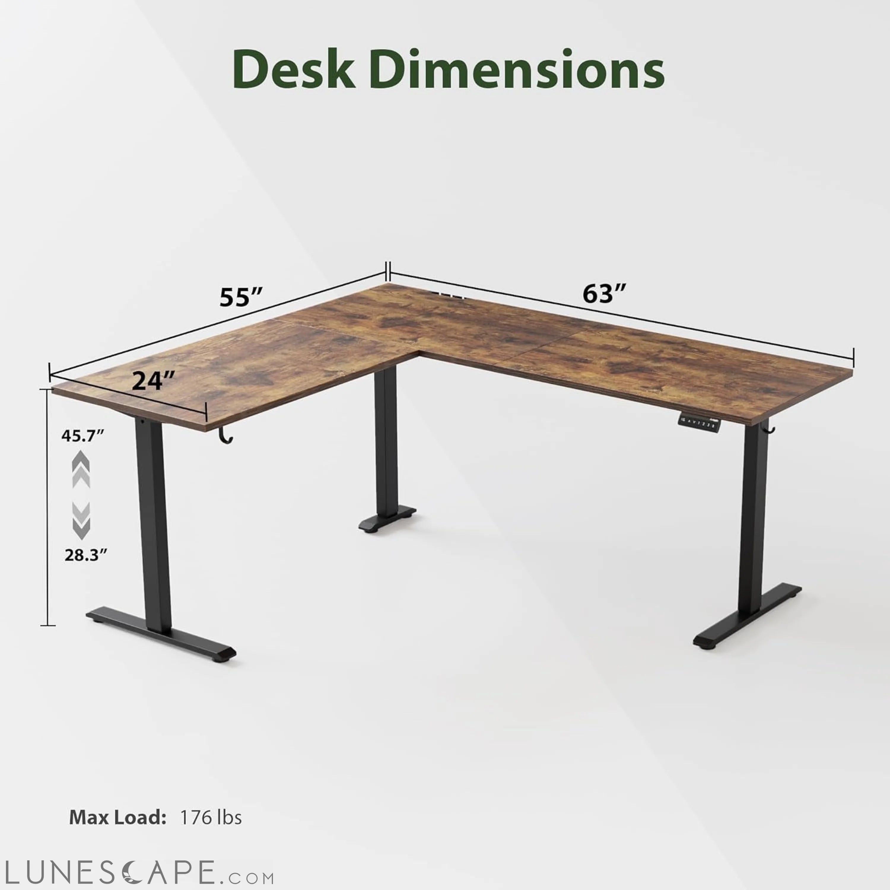 L Shaped Standing Desk Adjustable Height, Electric Corner Standing LUNESCAPE