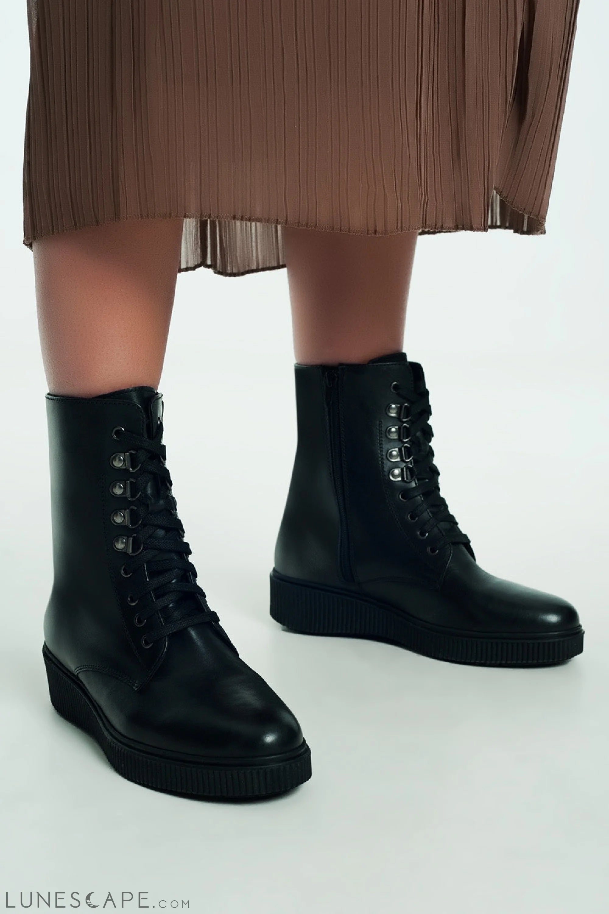 Lace Up Boot in Black LUNESCAPE