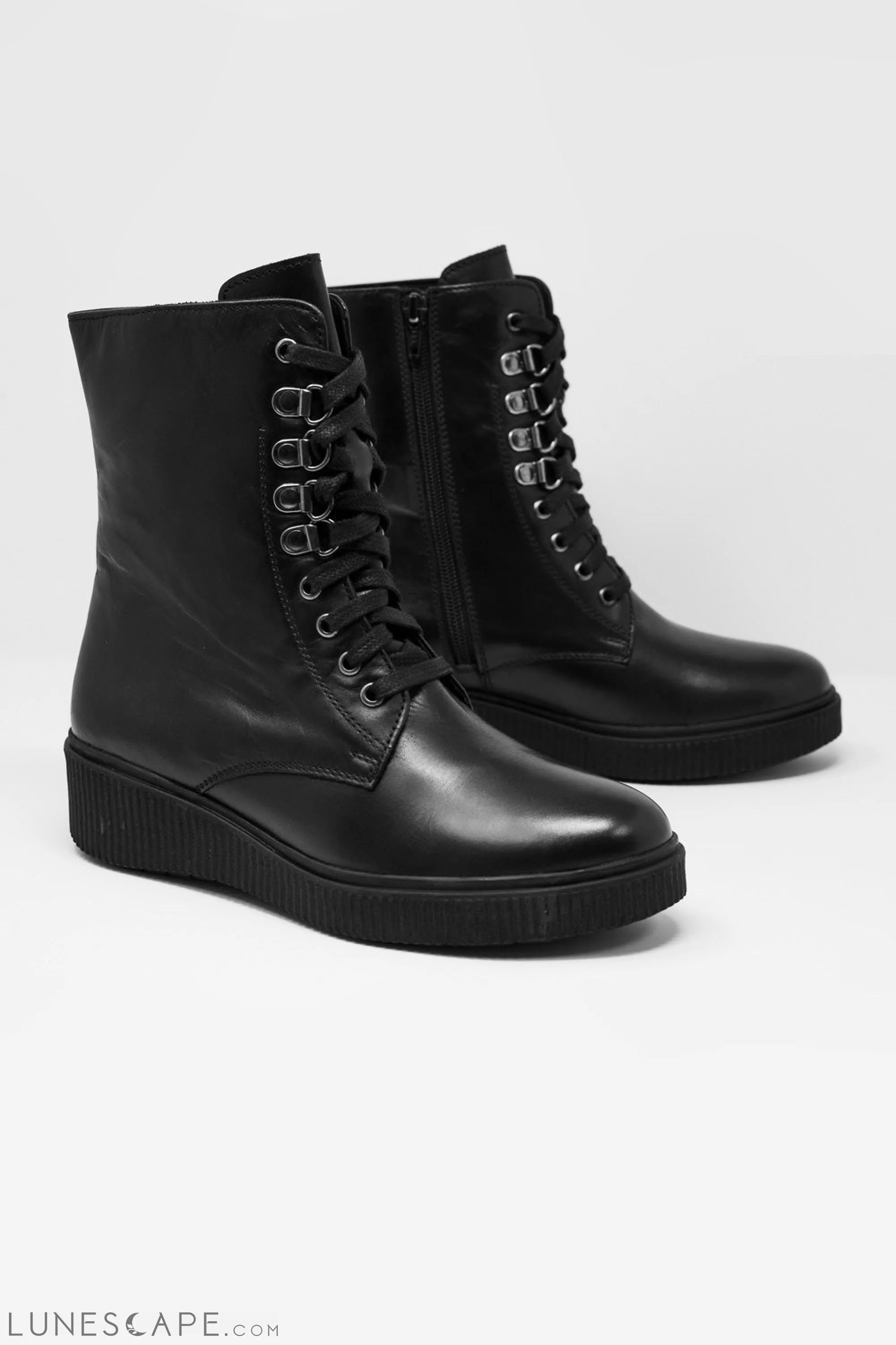 Lace Up Boot in Black LUNESCAPE