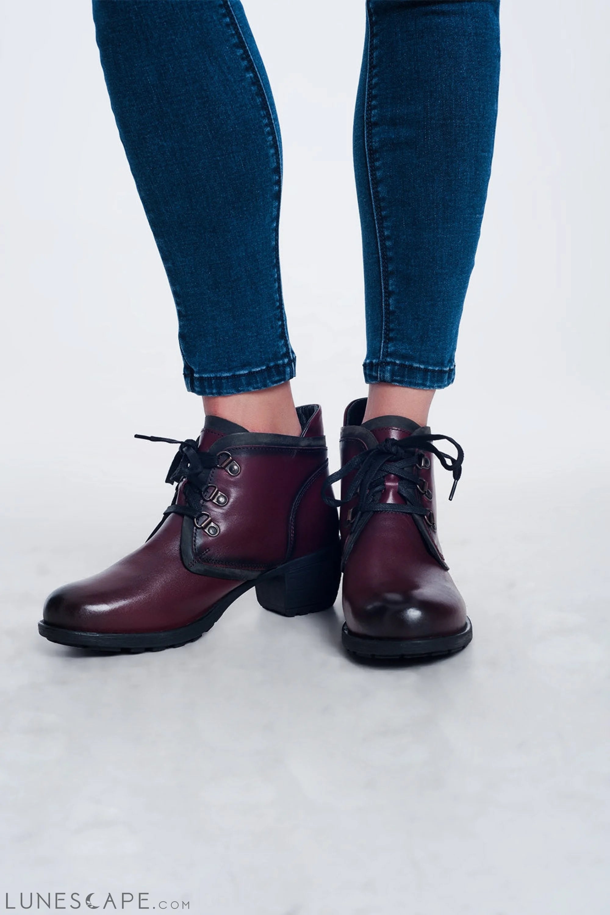 Lace Up Boot in Maroon LUNESCAPE