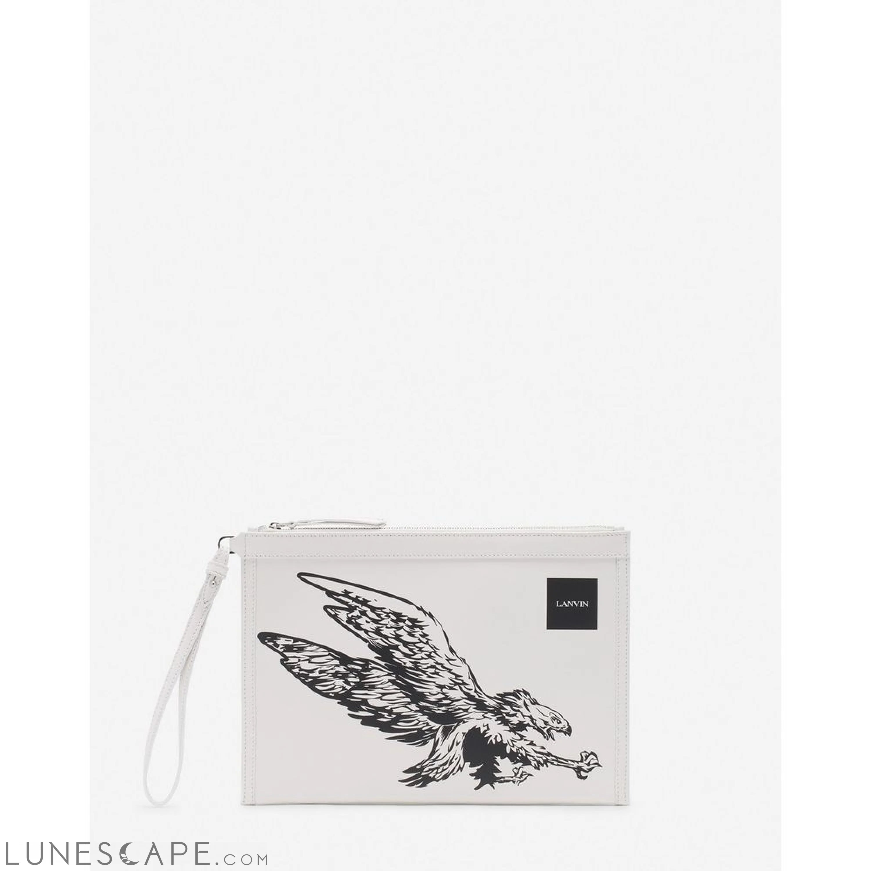 Lanvin White Leather Men Pouch Wallet Lunescape