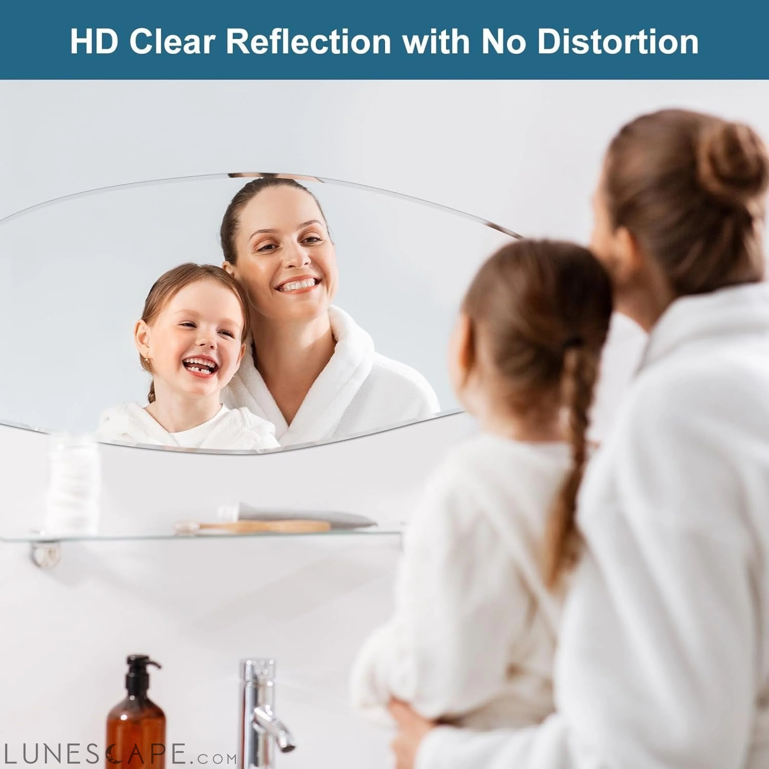 Large 43X16 Asymmetrical Frameless Mirror for Wall - Modern Home Decor LUNESCAPE