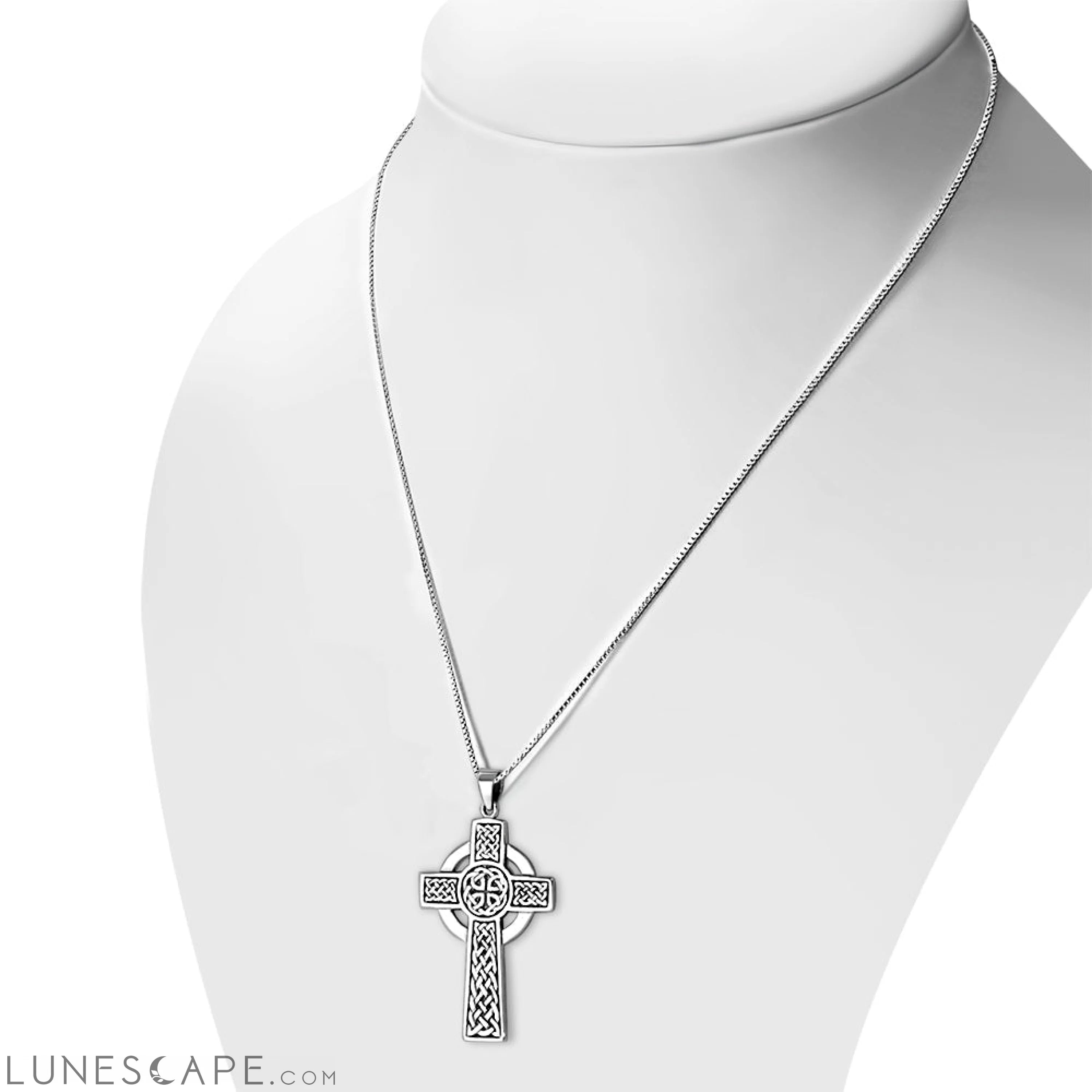Large Celtic Cross Silver Pendant LUNESCAPE