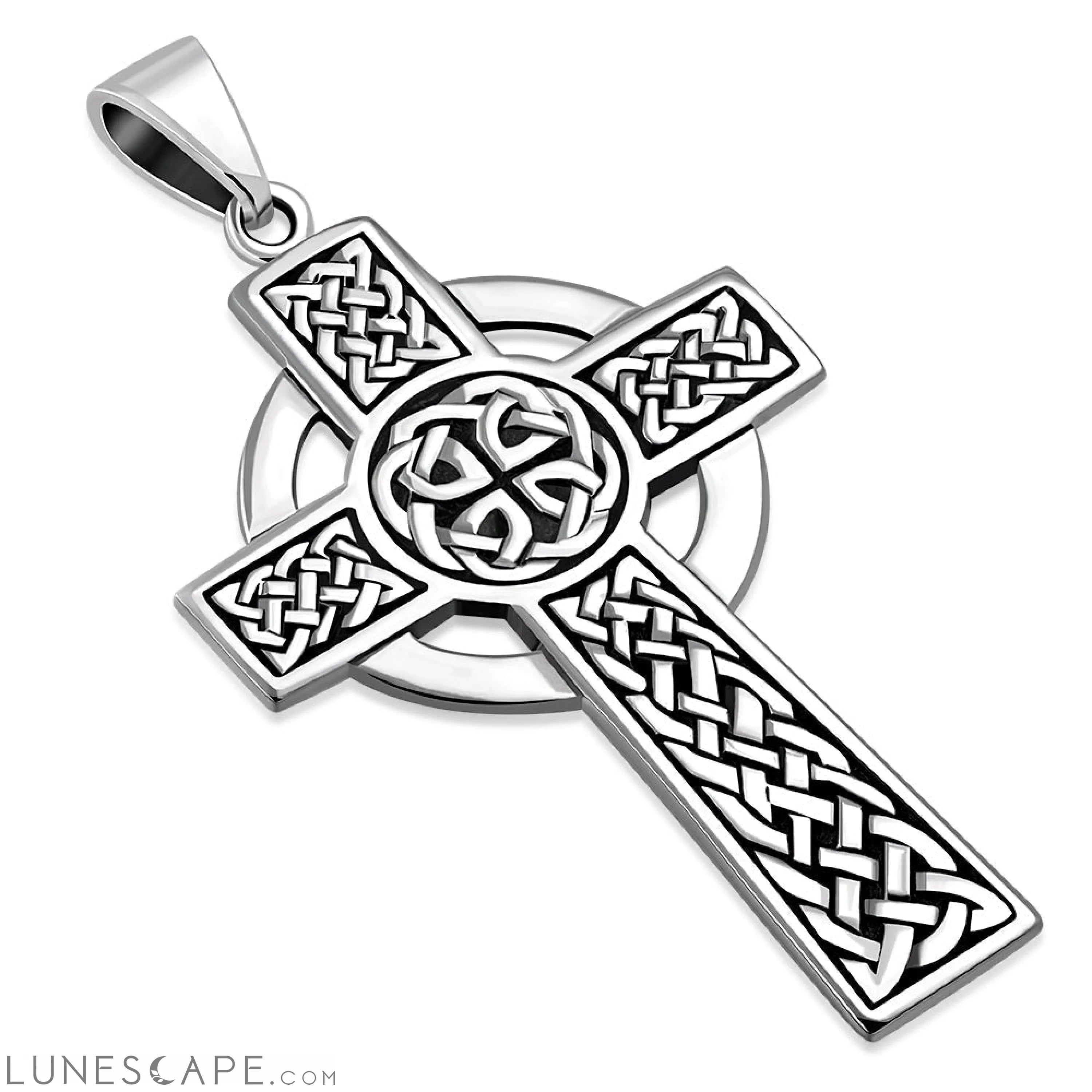 Large Celtic Cross Silver Pendant LUNESCAPE