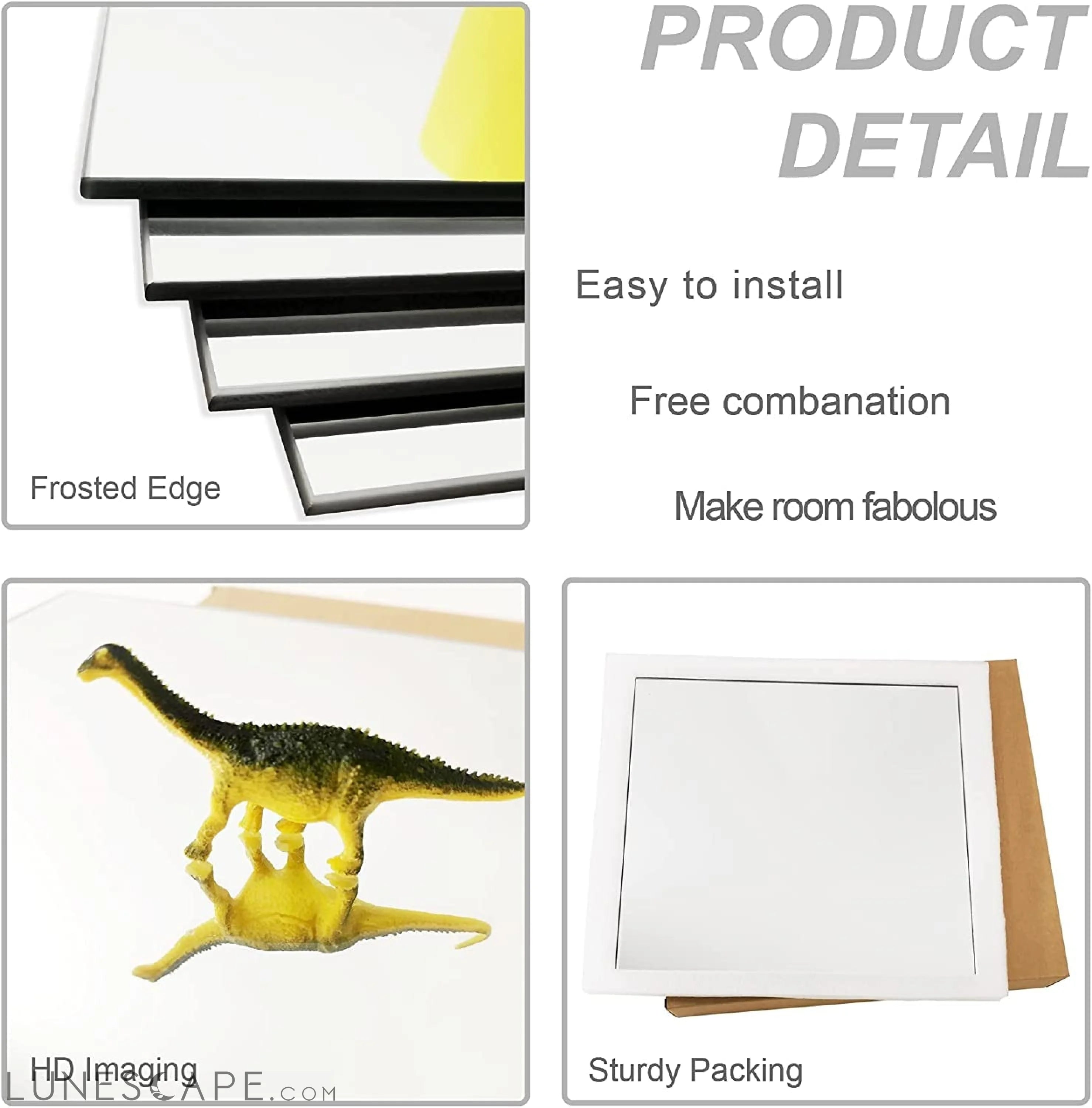 Large Frameless Mirror Tiles for Home Gym, Bedroom, Door, or Bathroom LUNESCAPE