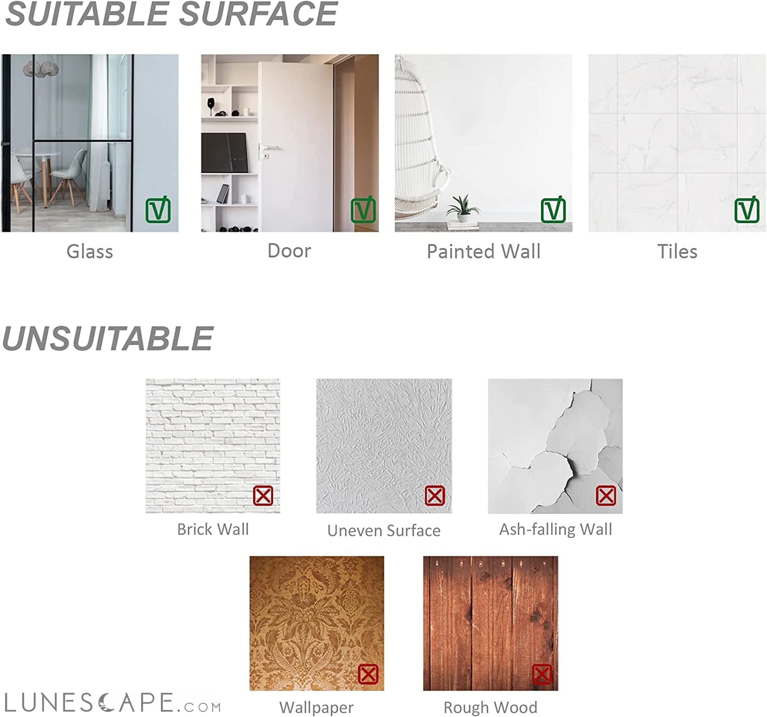 Large Frameless Mirror Tiles for Home Gym, Bedroom, Door, or Bathroom LUNESCAPE