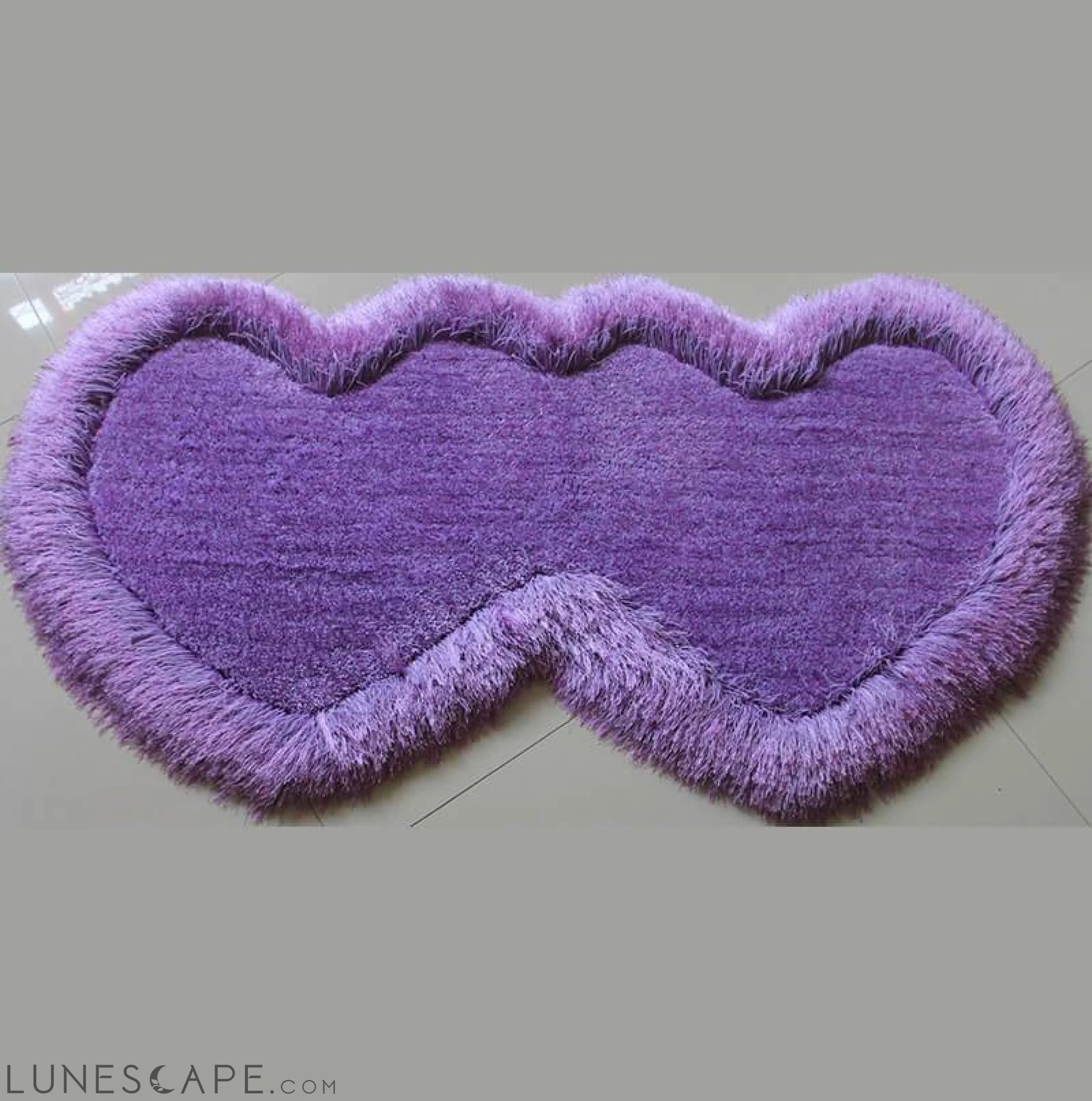 Lavender Double Heart Decorative Area Rug LUNESCAPE