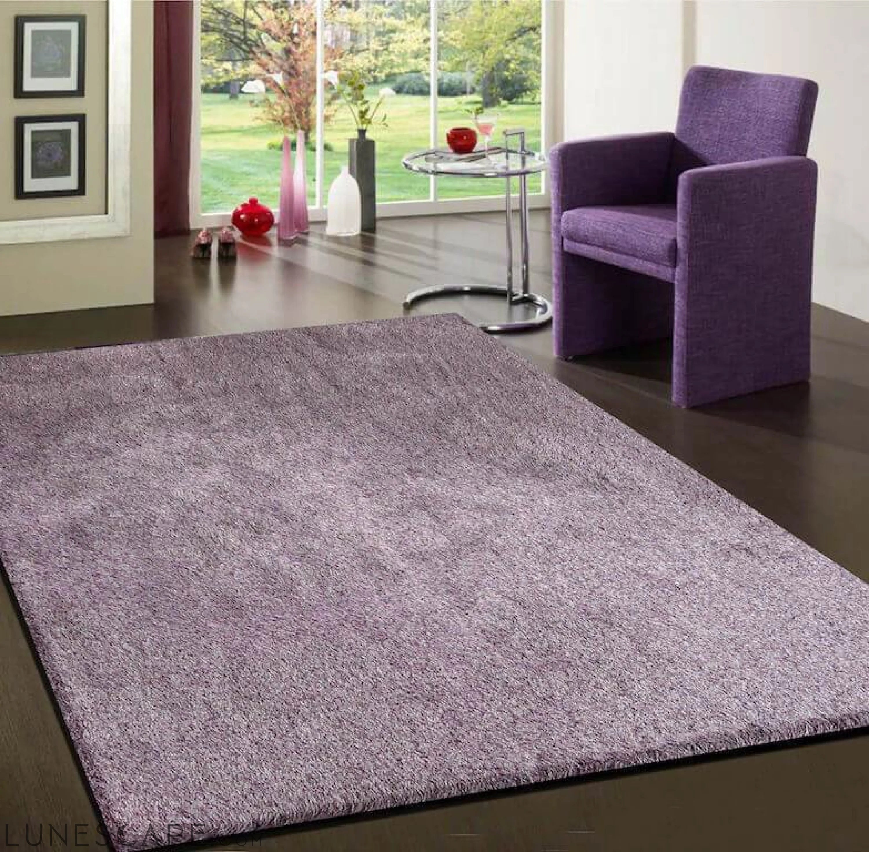 Lavender Shag Area Rug Fancy Collection LUNESCAPE