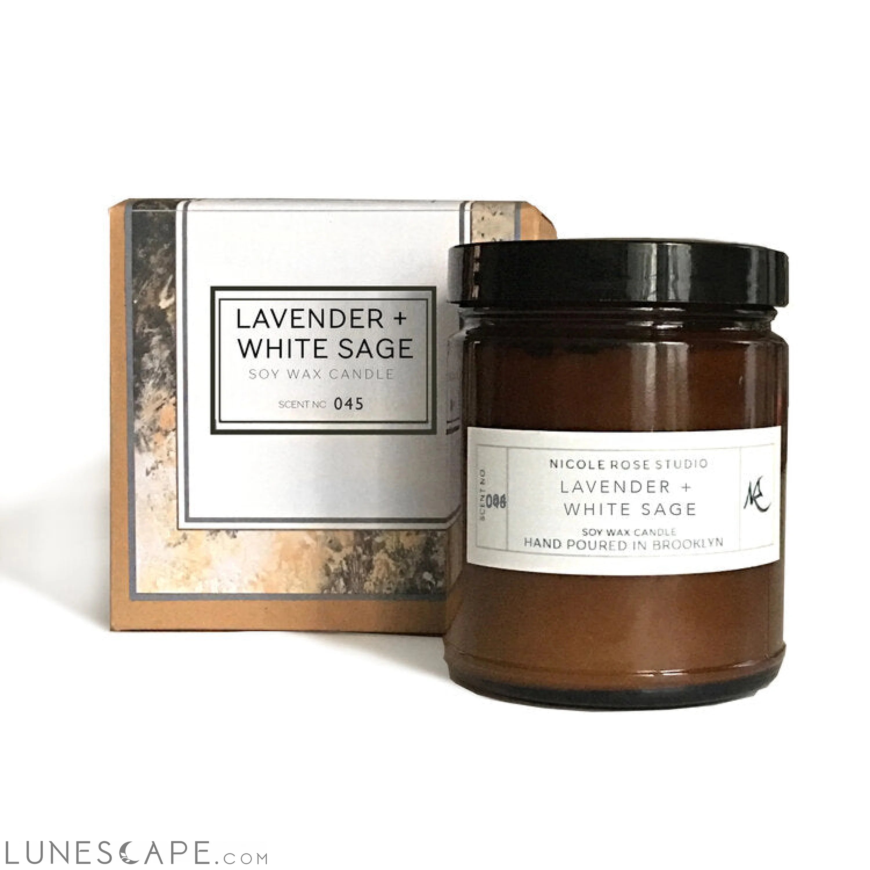 Lavender + White Sage Aromatherapy Scented Soy Wax Candle LUNESCAPE