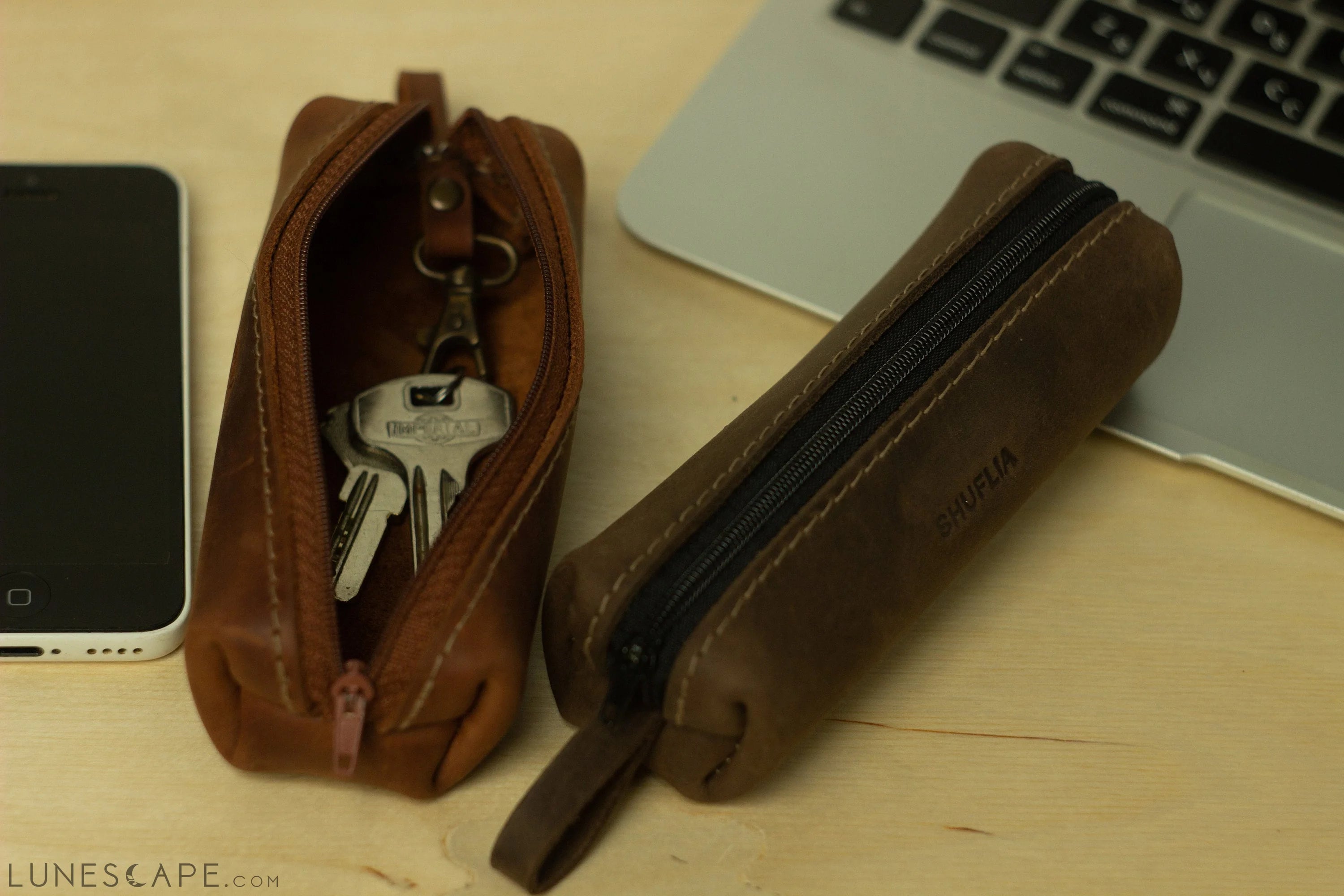 Leather Key Holder, Leather Key Case, Leather Key Pouch LUNESCAPE