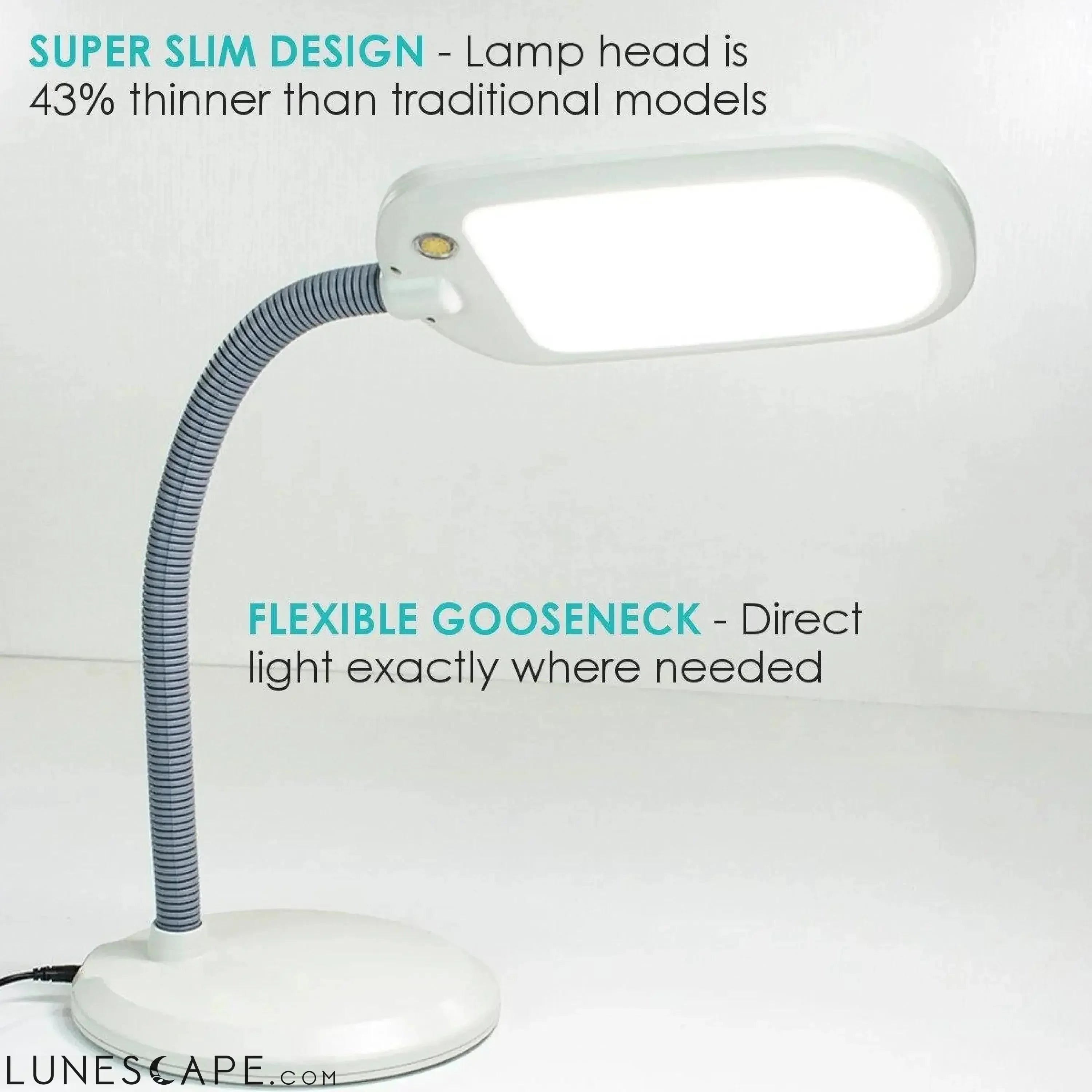 LED Bright Reader Natural Daylight Full Spectrum Desk Lamp LUNESCAPE