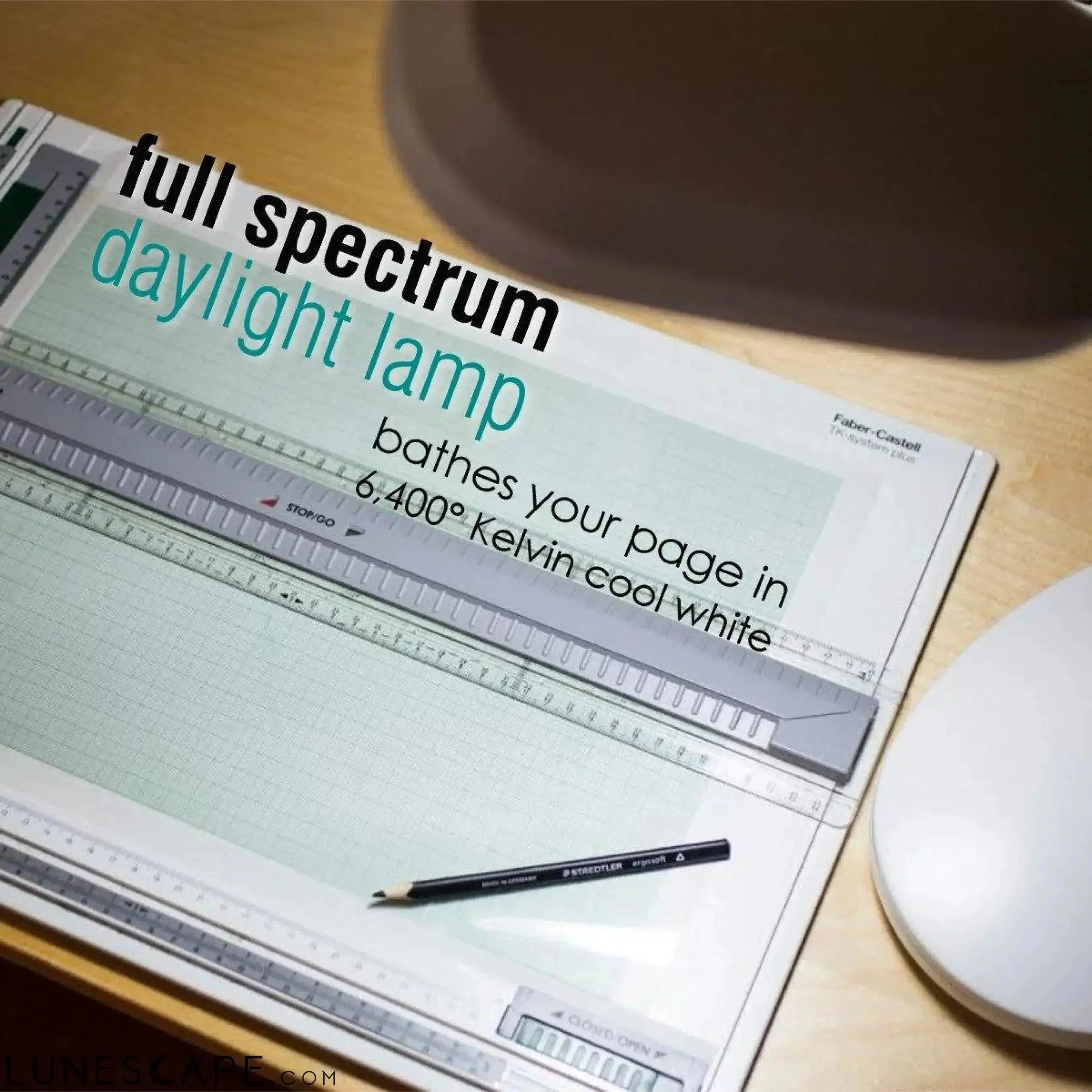LED Bright Reader Natural Daylight Full Spectrum Desk Lamp LUNESCAPE