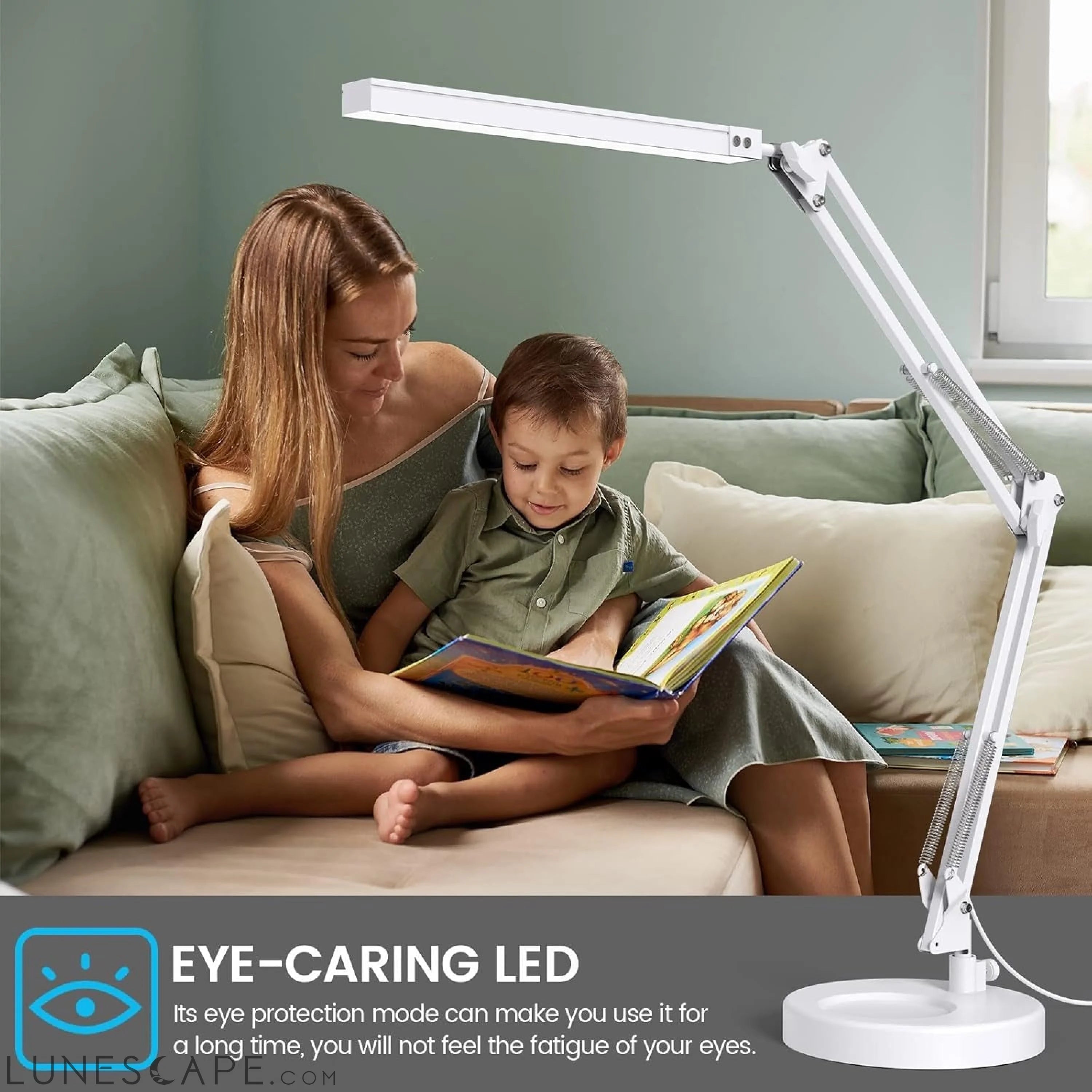 LED Desk Lamp with Clamp and round Base,Eye Caring Table Lamp with LUNESCAPE