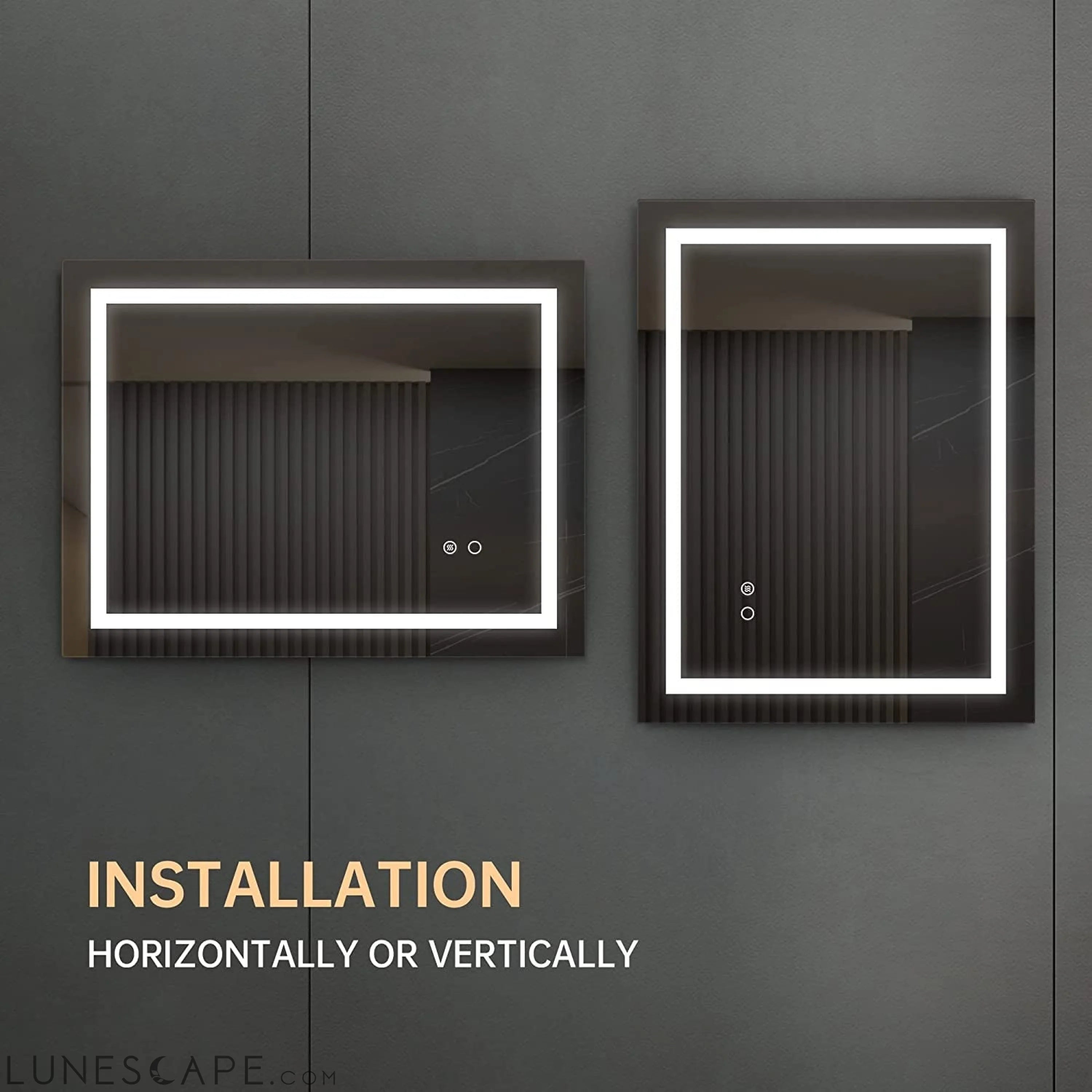 LED Wall Mounted Bathroom Mirror, Anti-Fog LUNESCAPE