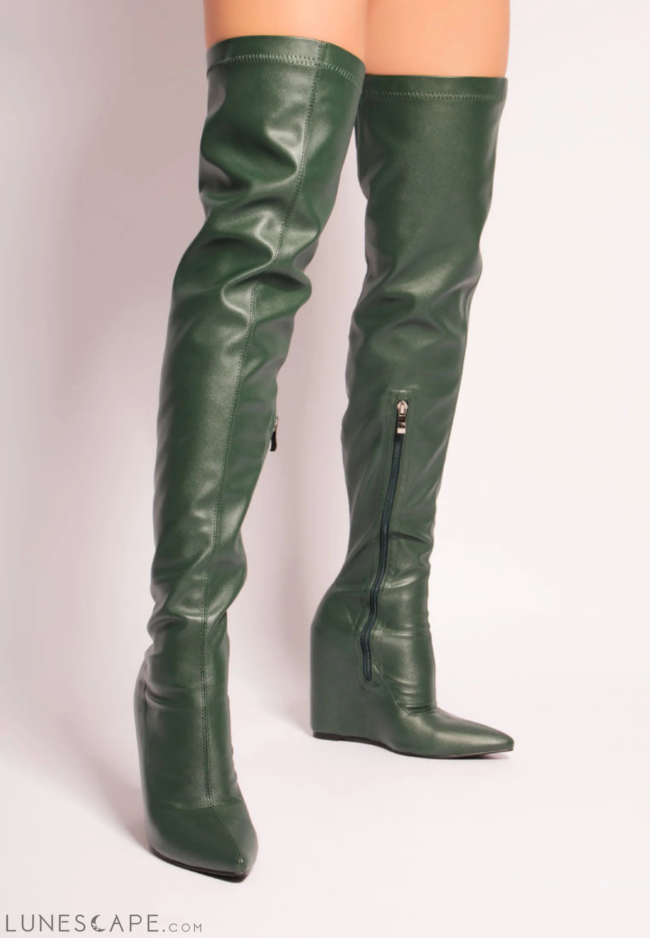 Leggy Lass Wedge Heel Over-the-Knee Boots LUNESCAPE