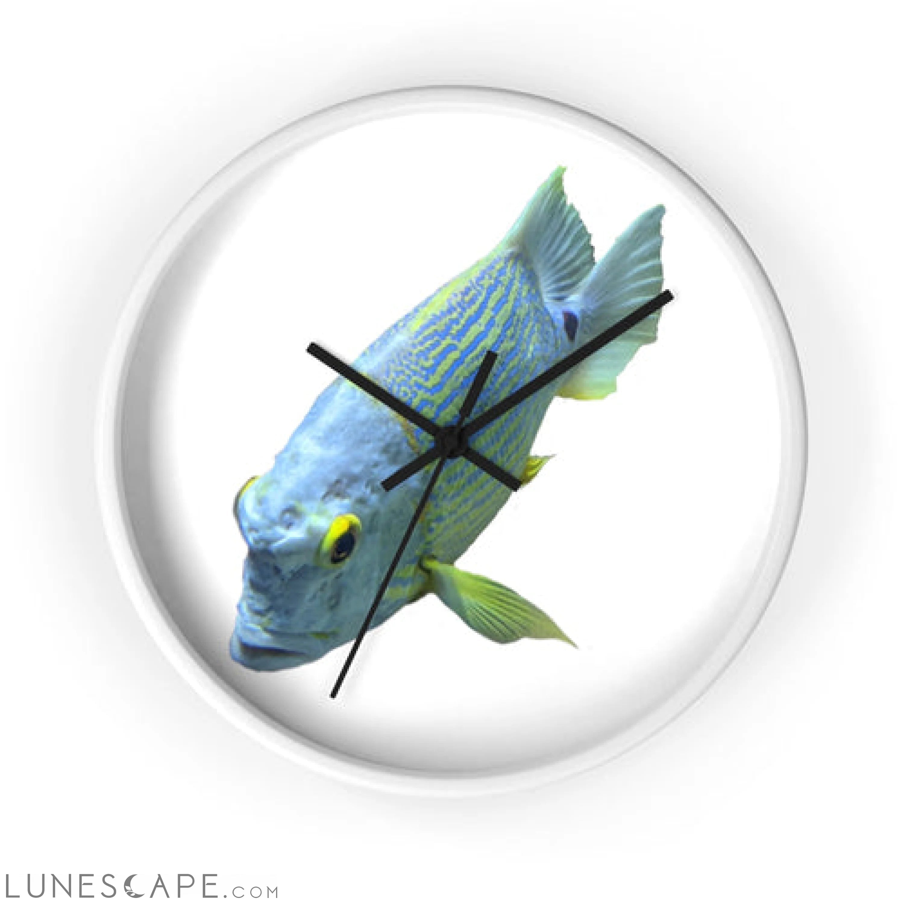 Light Blue Fish Wall clock LUNESCAPE