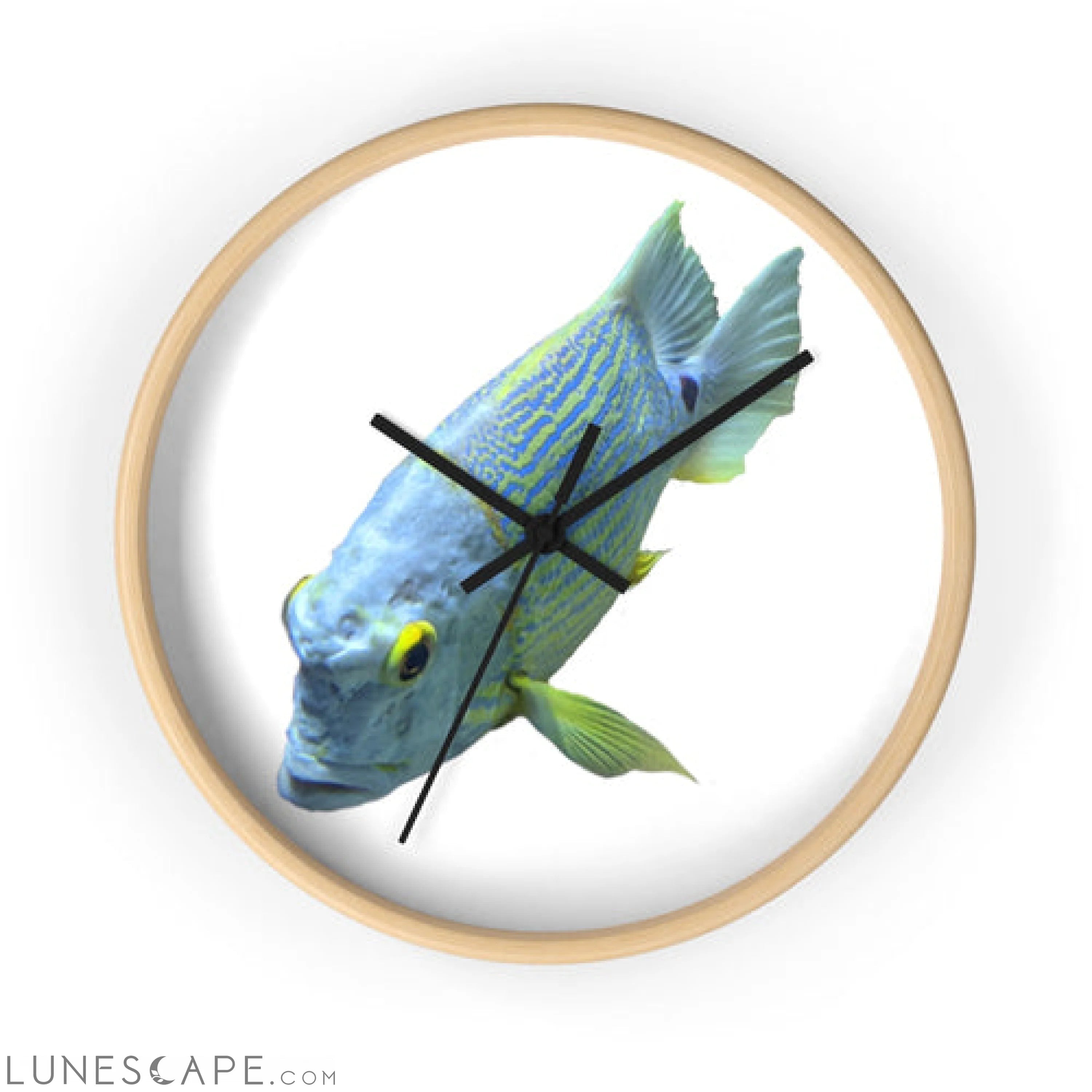 Light Blue Fish Wall clock LUNESCAPE