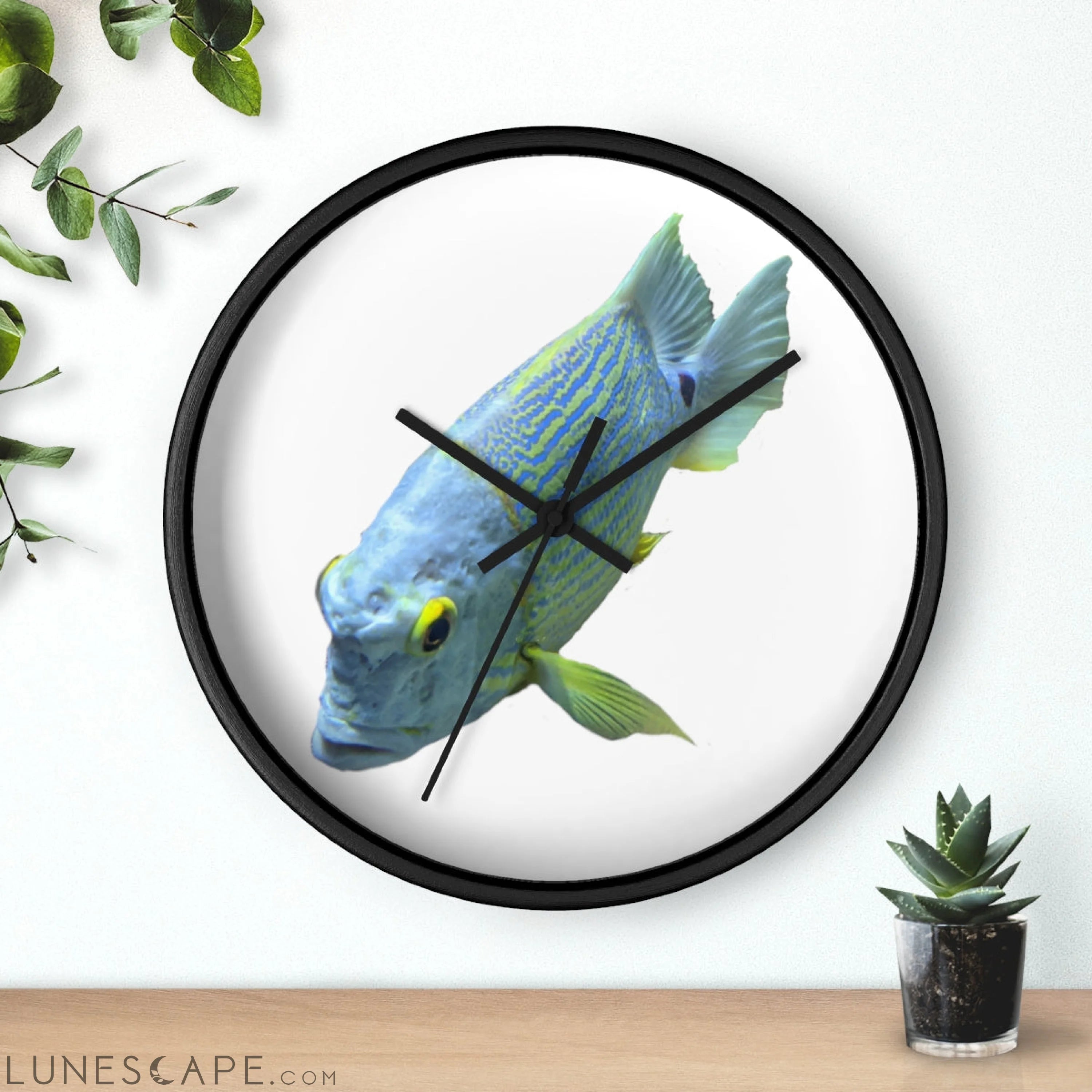 Light Blue Fish Wall clock LUNESCAPE