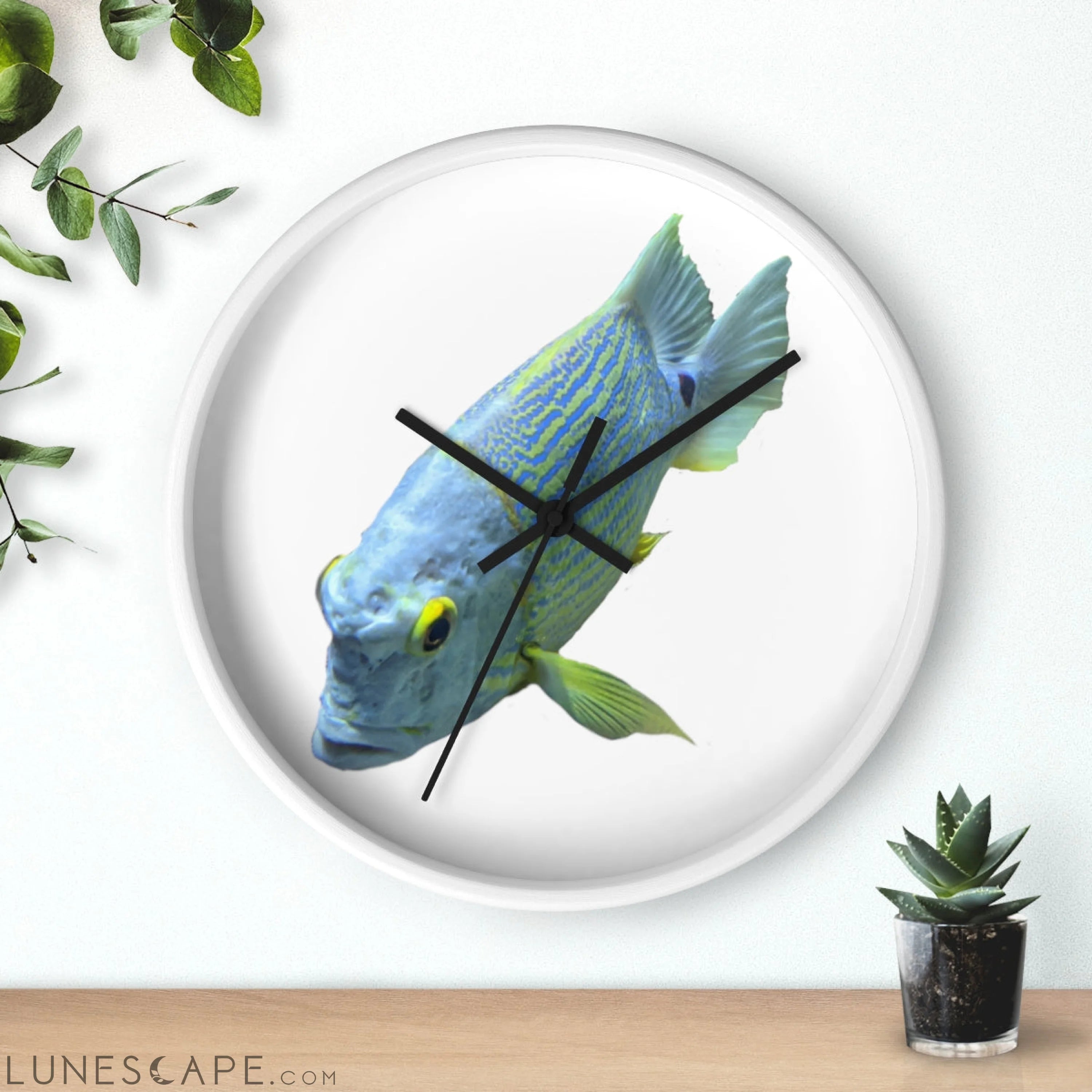 Light Blue Fish Wall clock LUNESCAPE