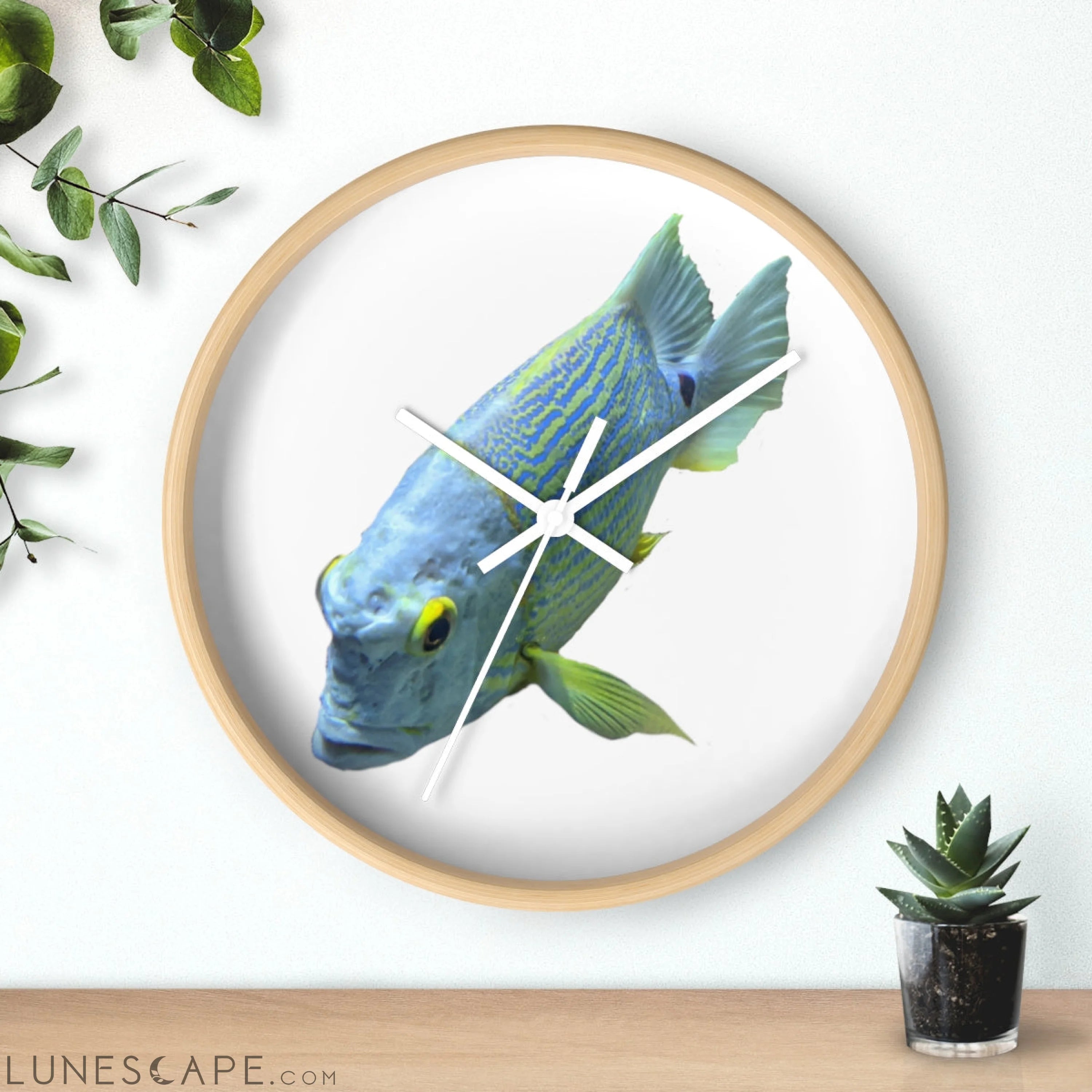 Light Blue Fish Wall clock LUNESCAPE