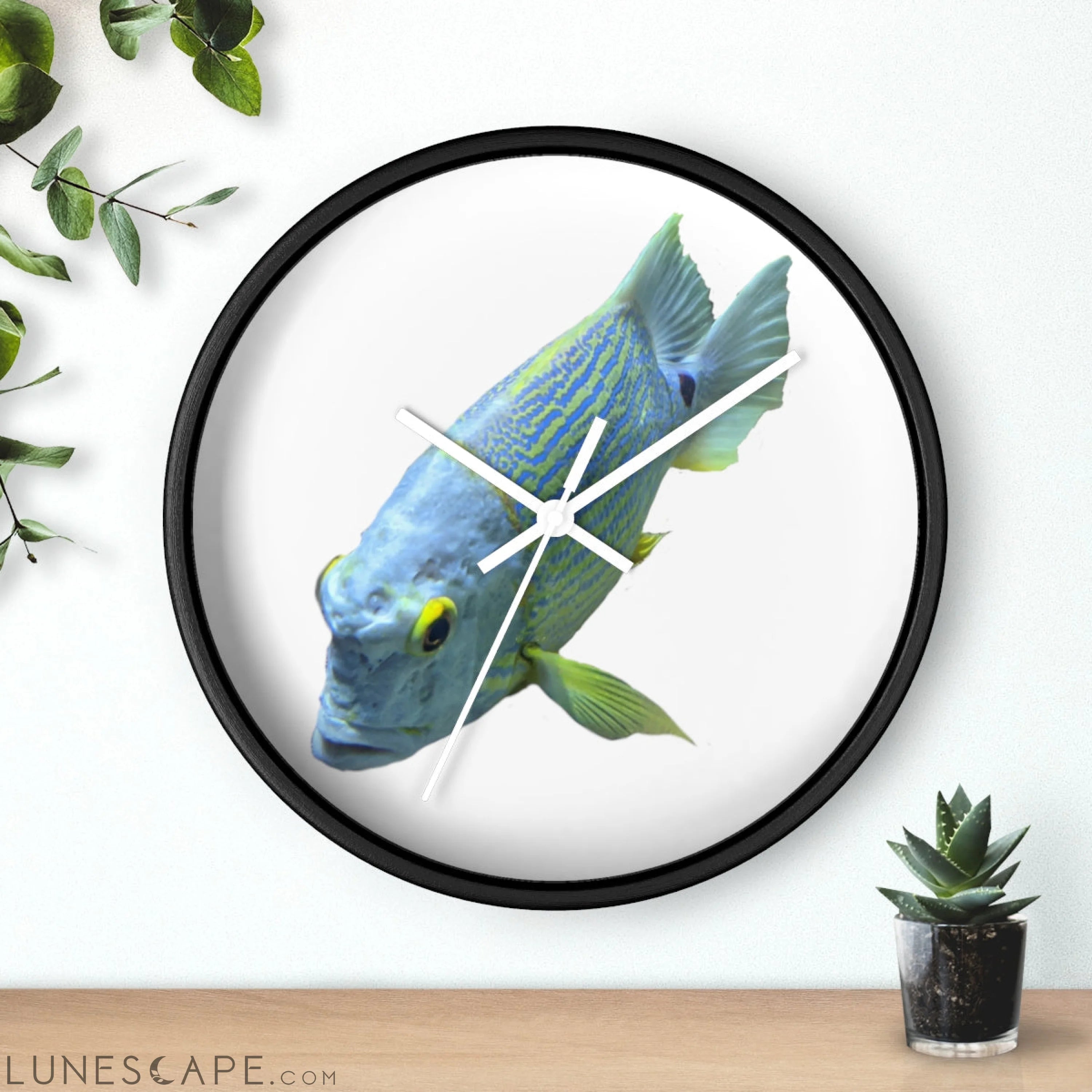 Light Blue Fish Wall clock LUNESCAPE