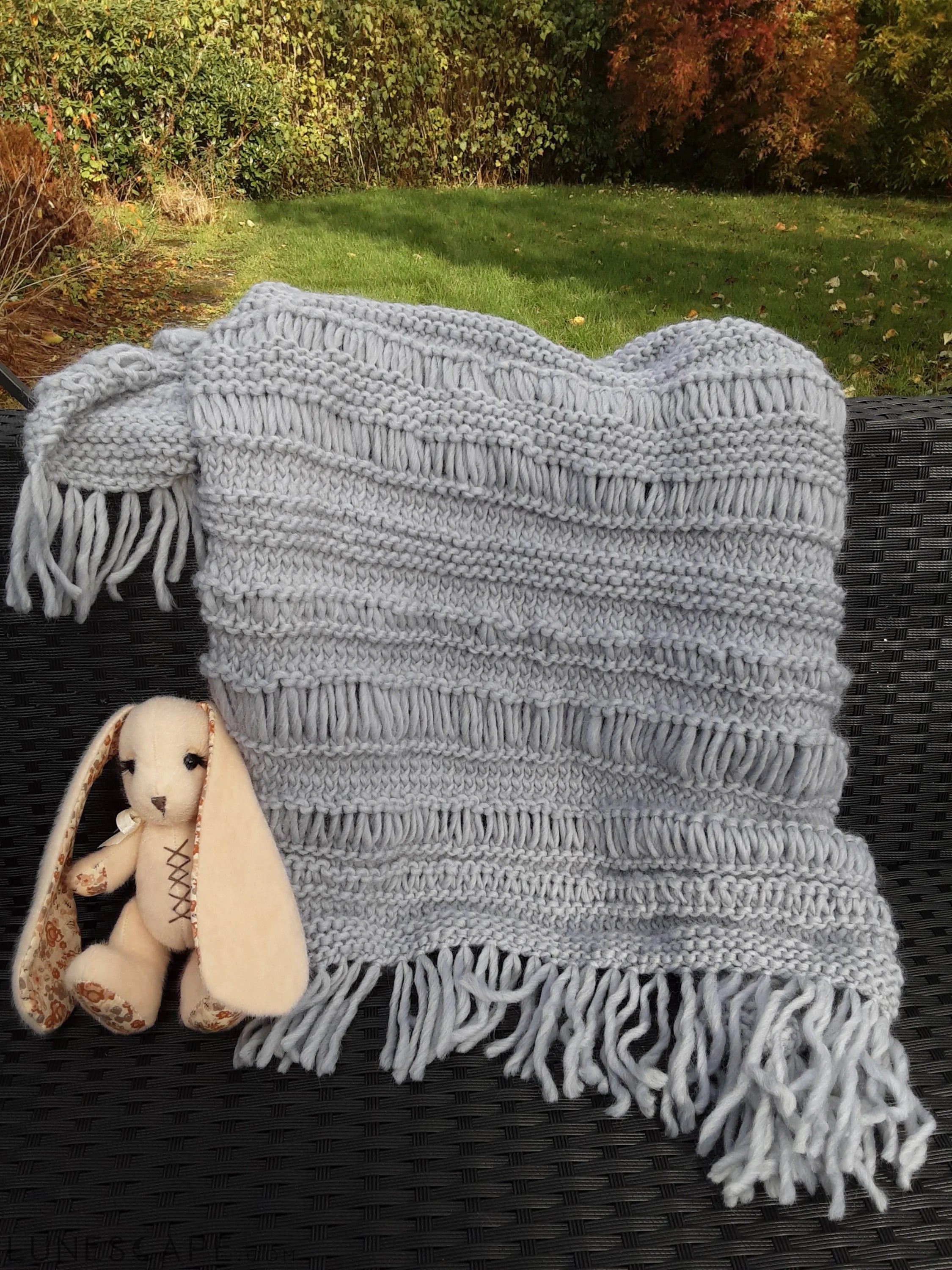 Light Blue/Gray Baby Boho Blanket LUNESCAPE