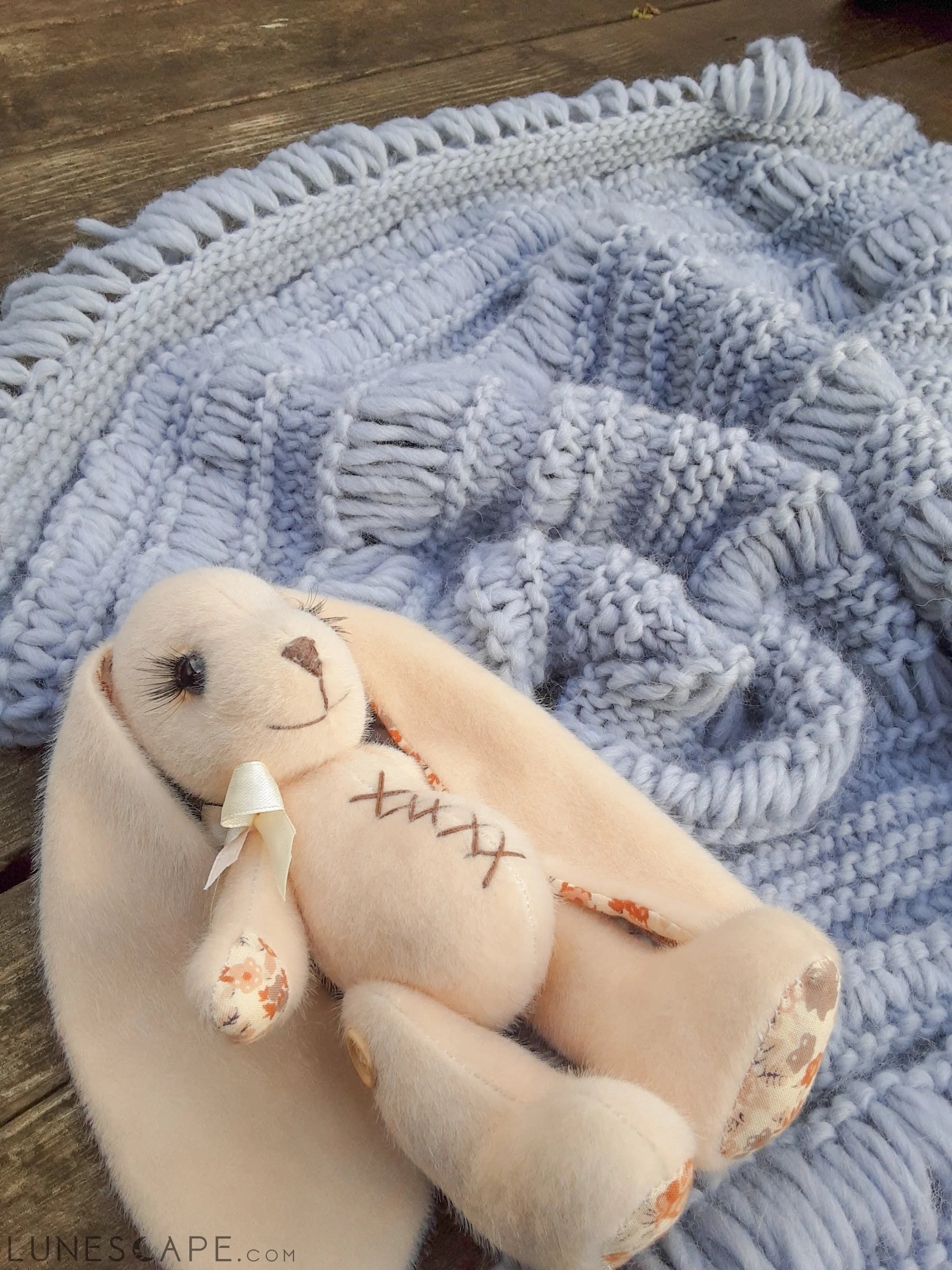 Light Blue/Gray Baby Boho Blanket LUNESCAPE
