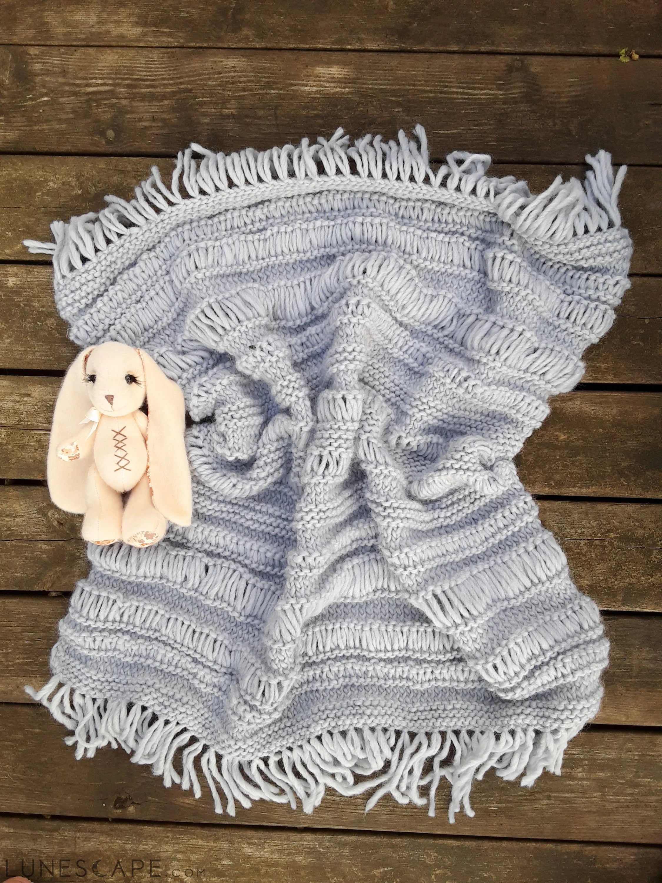 Light Blue/Gray Baby Boho Blanket LUNESCAPE