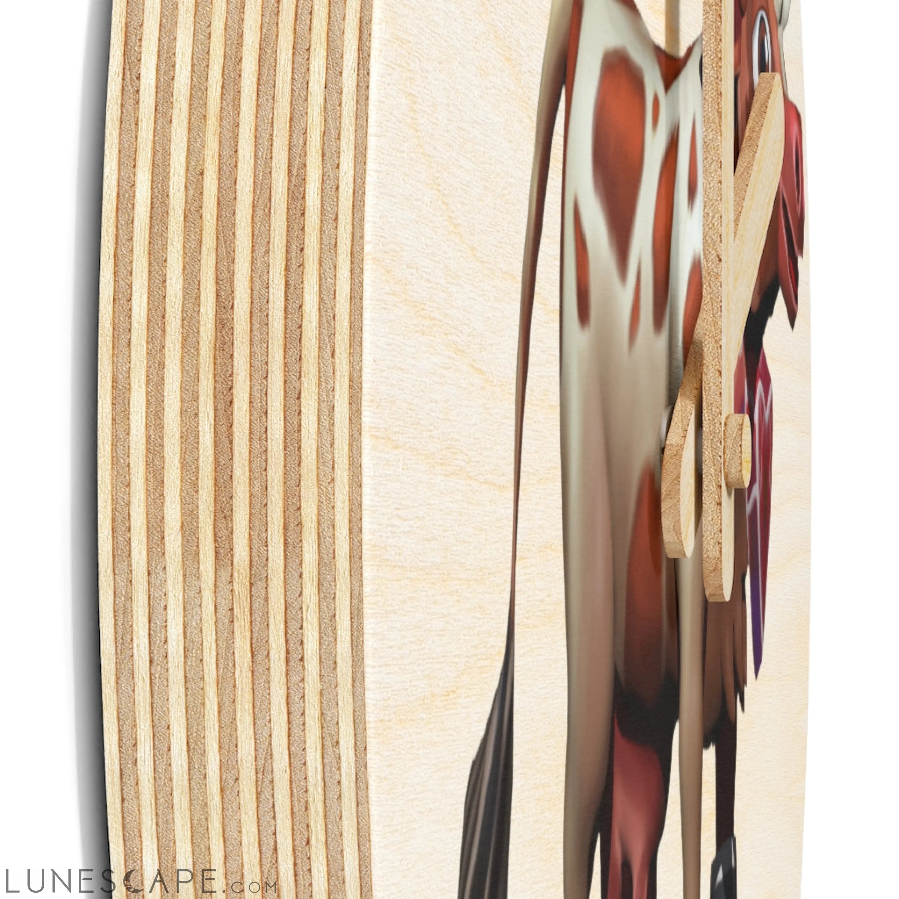 Light Brown Cow Wooden Wall Clock LUNESCAPE