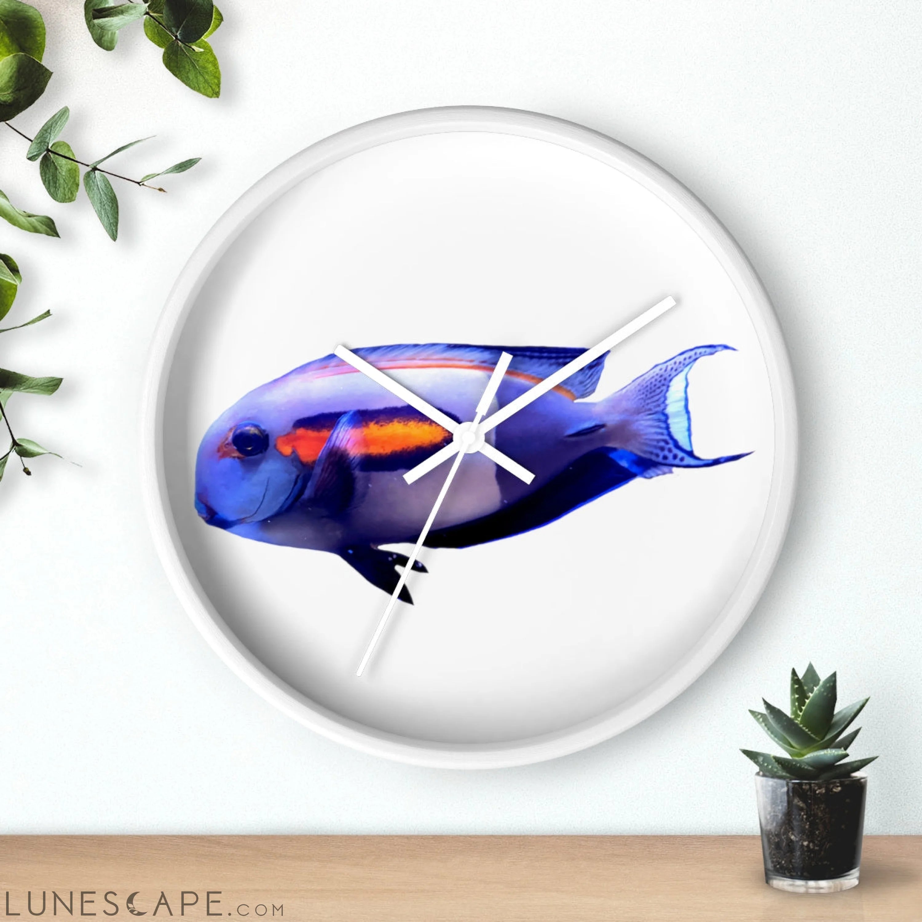 Light White Fish Wall clock LUNESCAPE