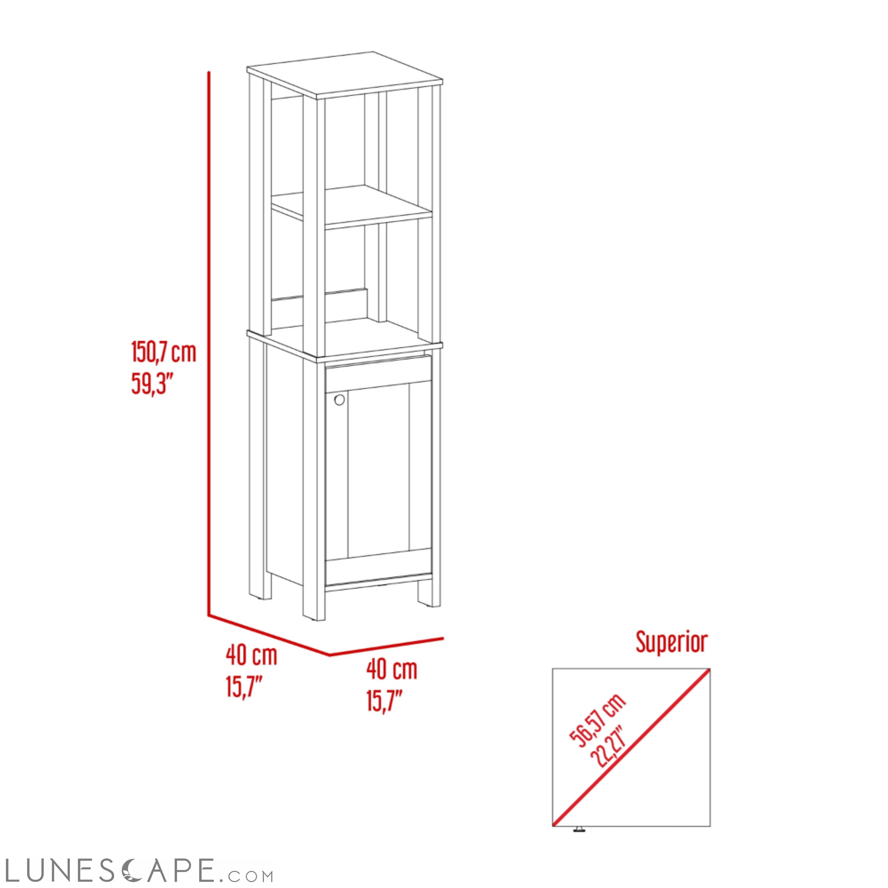 Linen Cabinet Jannes, Two Open Shelves, Single Door, Light Oak / White LUNESCAPE