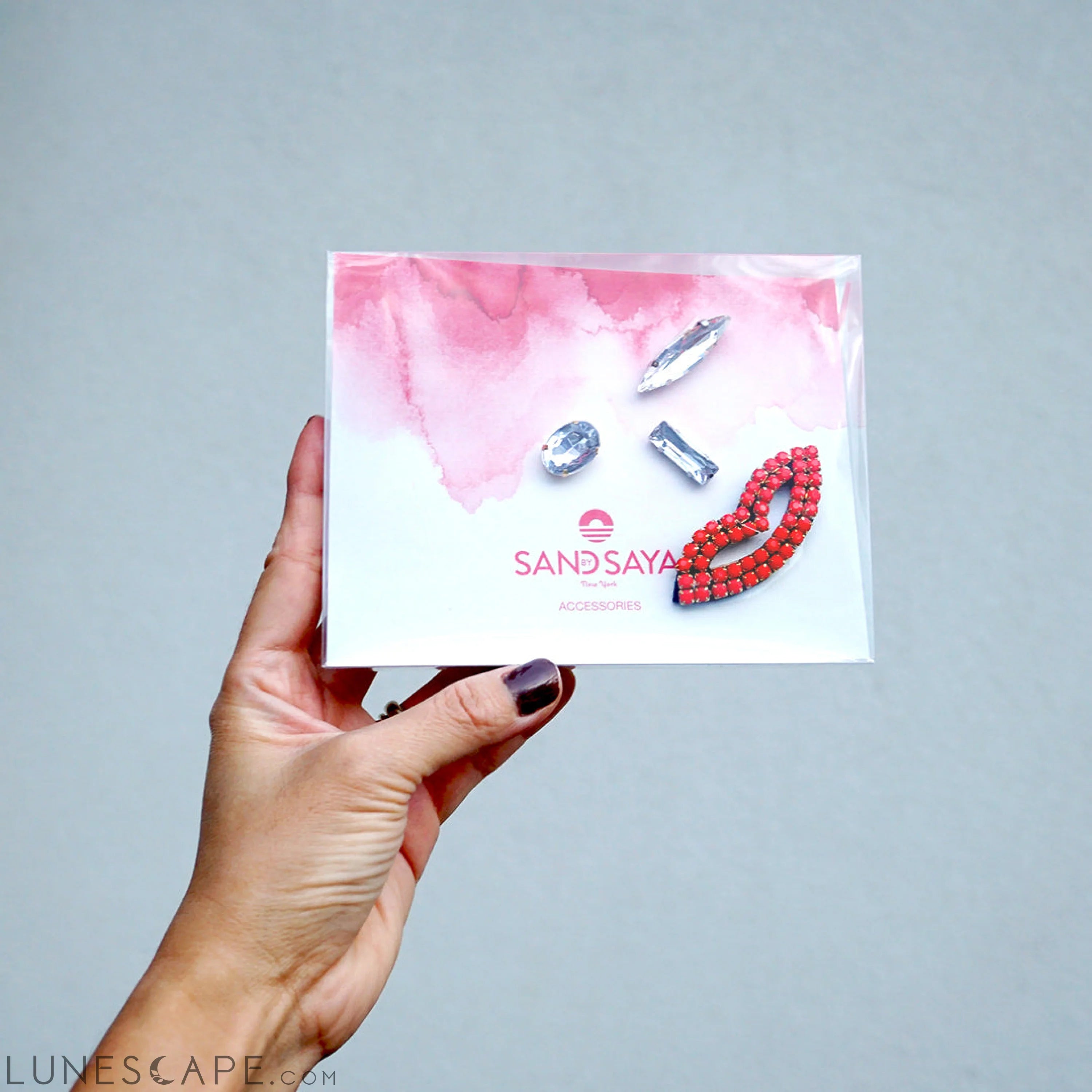 Lips and Crystals-Sticker Patch in the Box -Red Crystal Embroidery Motifs LUNESCAPE