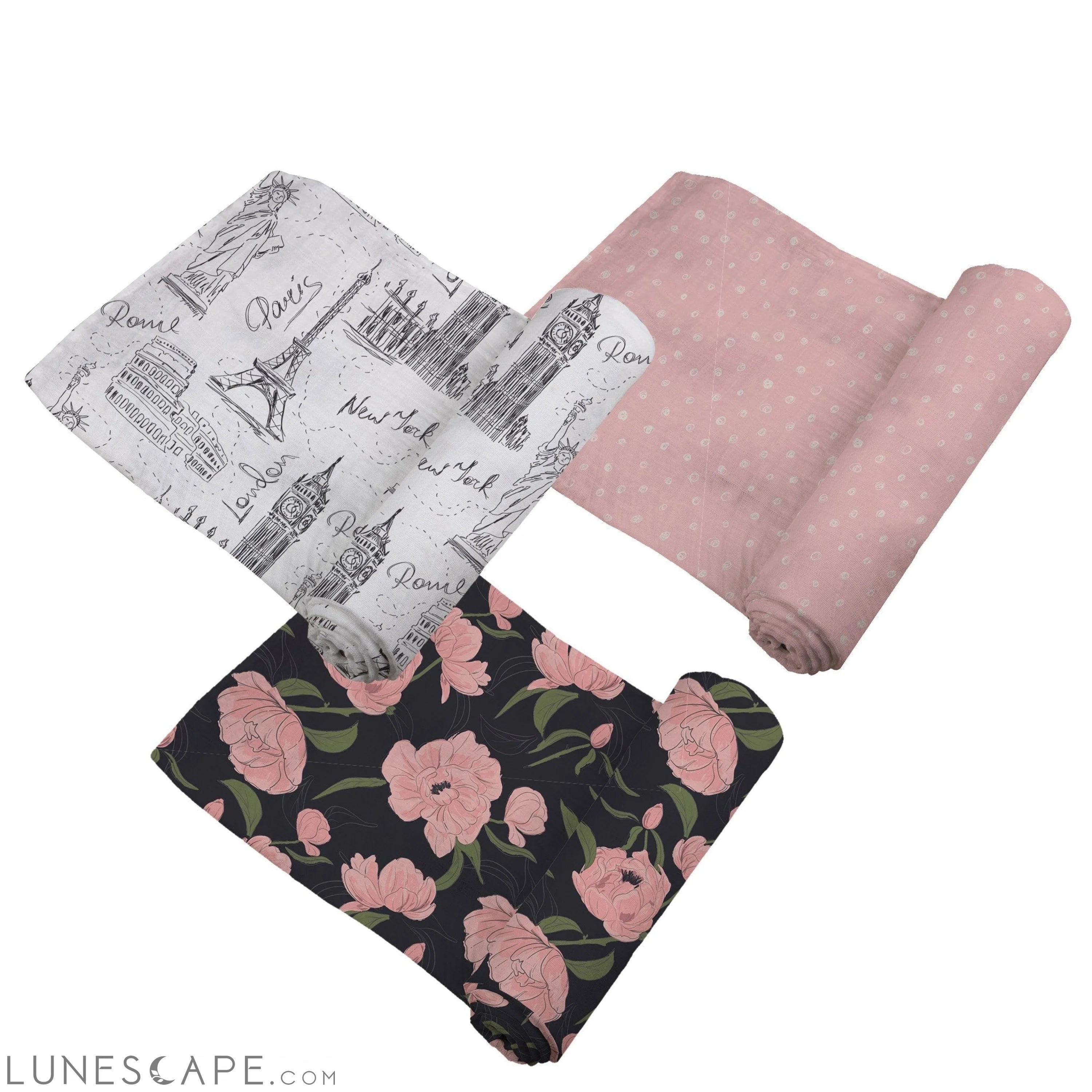London, Paris, New York Swaddle 3 Pack LUNESCAPE